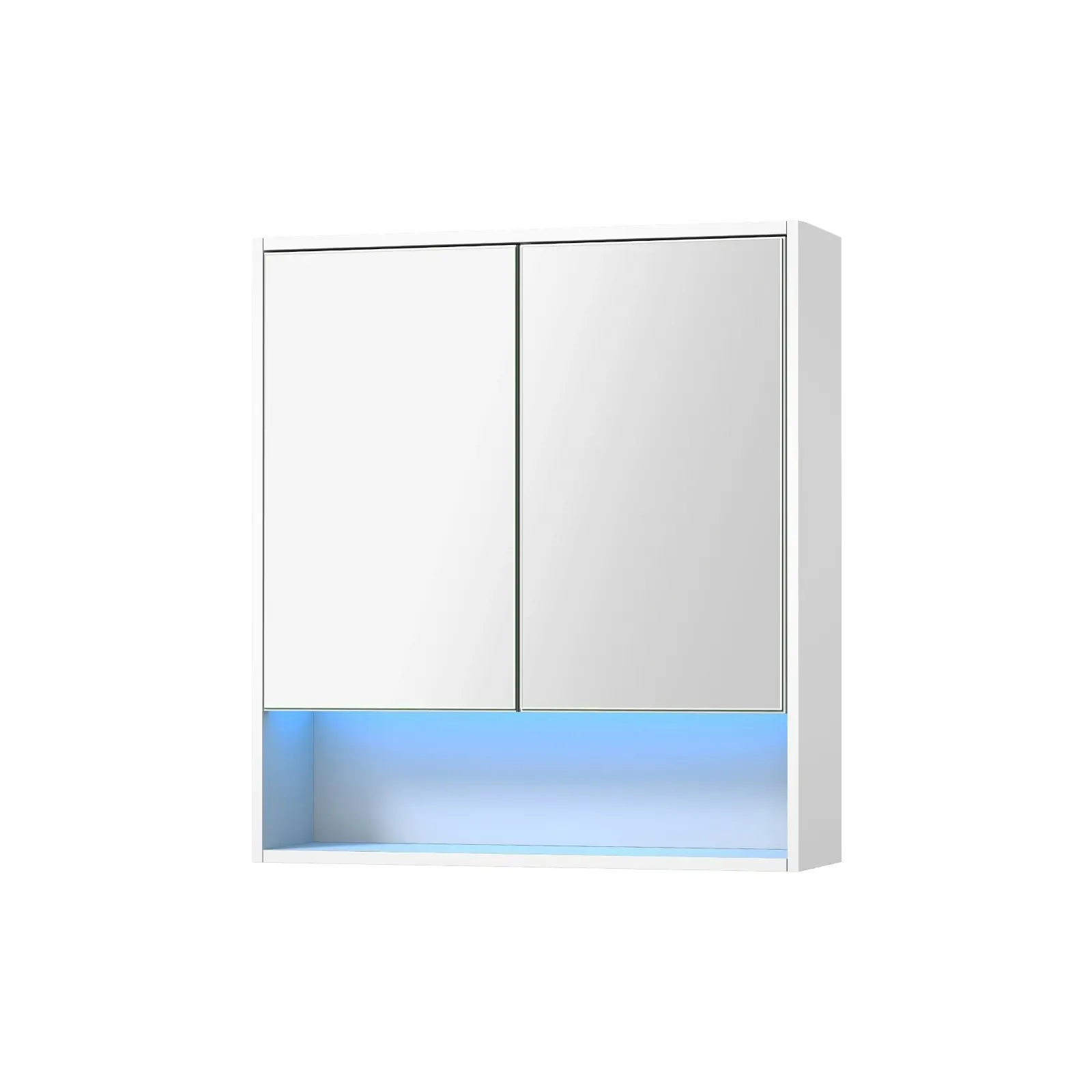 Welba Bathroom Mirror Cabinet LED Light Medicine Shaving Wall Storage 750x750mm