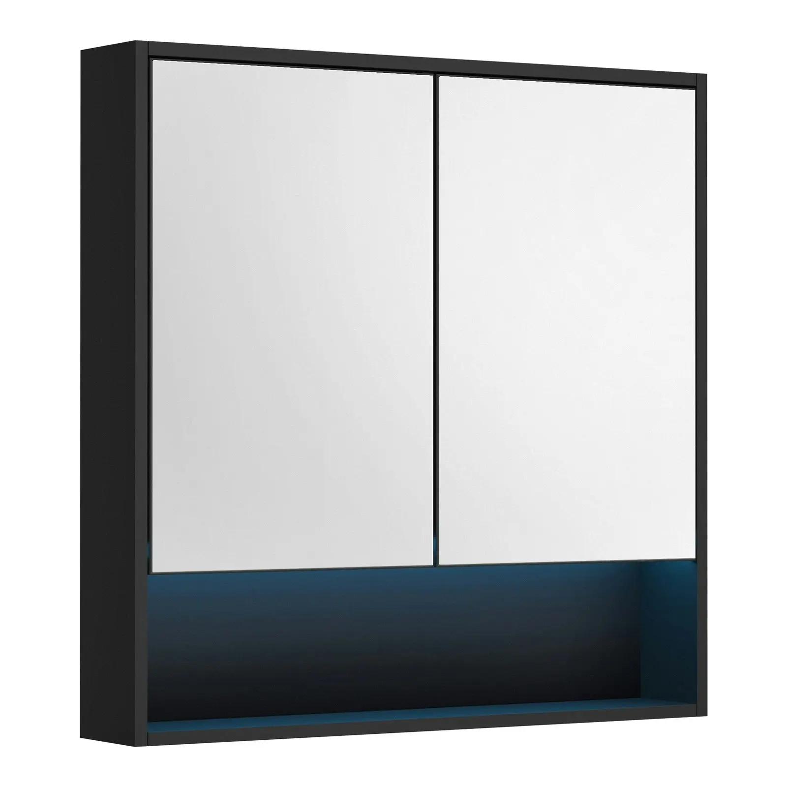 Welba Bathroom Mirror Cabinet LED Medicine Shaving Wall Storage 750x750mm Black