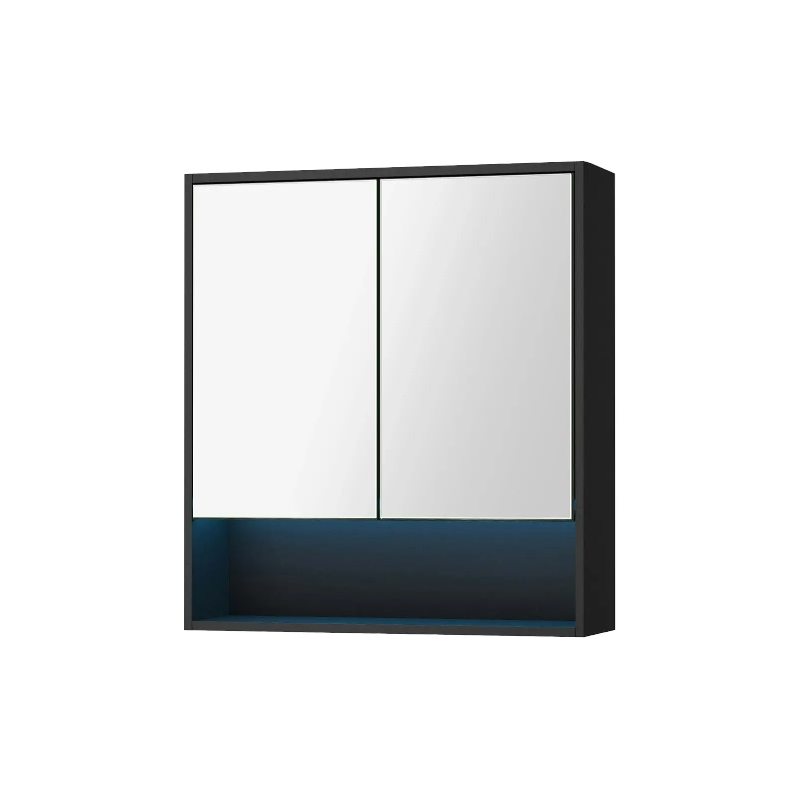 Welba Bathroom Mirror Cabinet LED Medicine Shaving Wall Storage 750x750mm Black