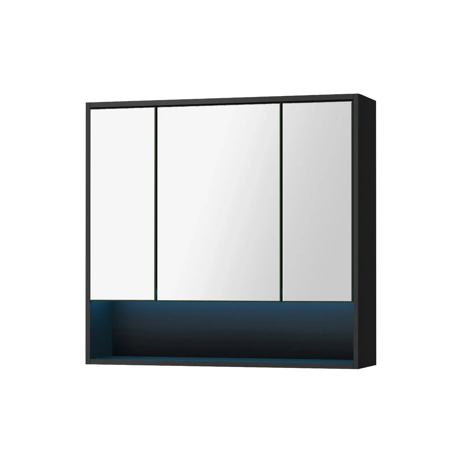 Welba Bathroom Mirror Cabinet LED Medicine Shaving Wall Storage 900x750mm Black