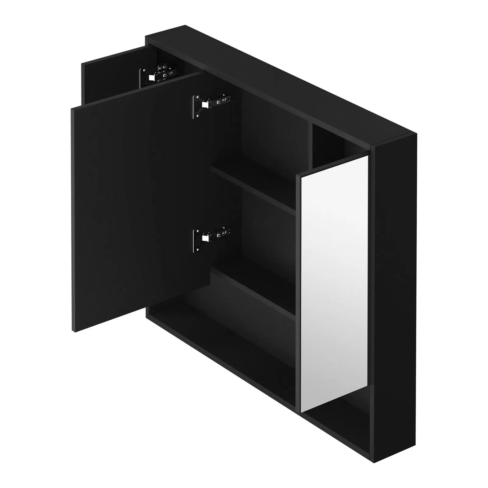 Welba Bathroom Mirror Cabinet LED Medicine Shaving Wall Storage 900x750mm Black