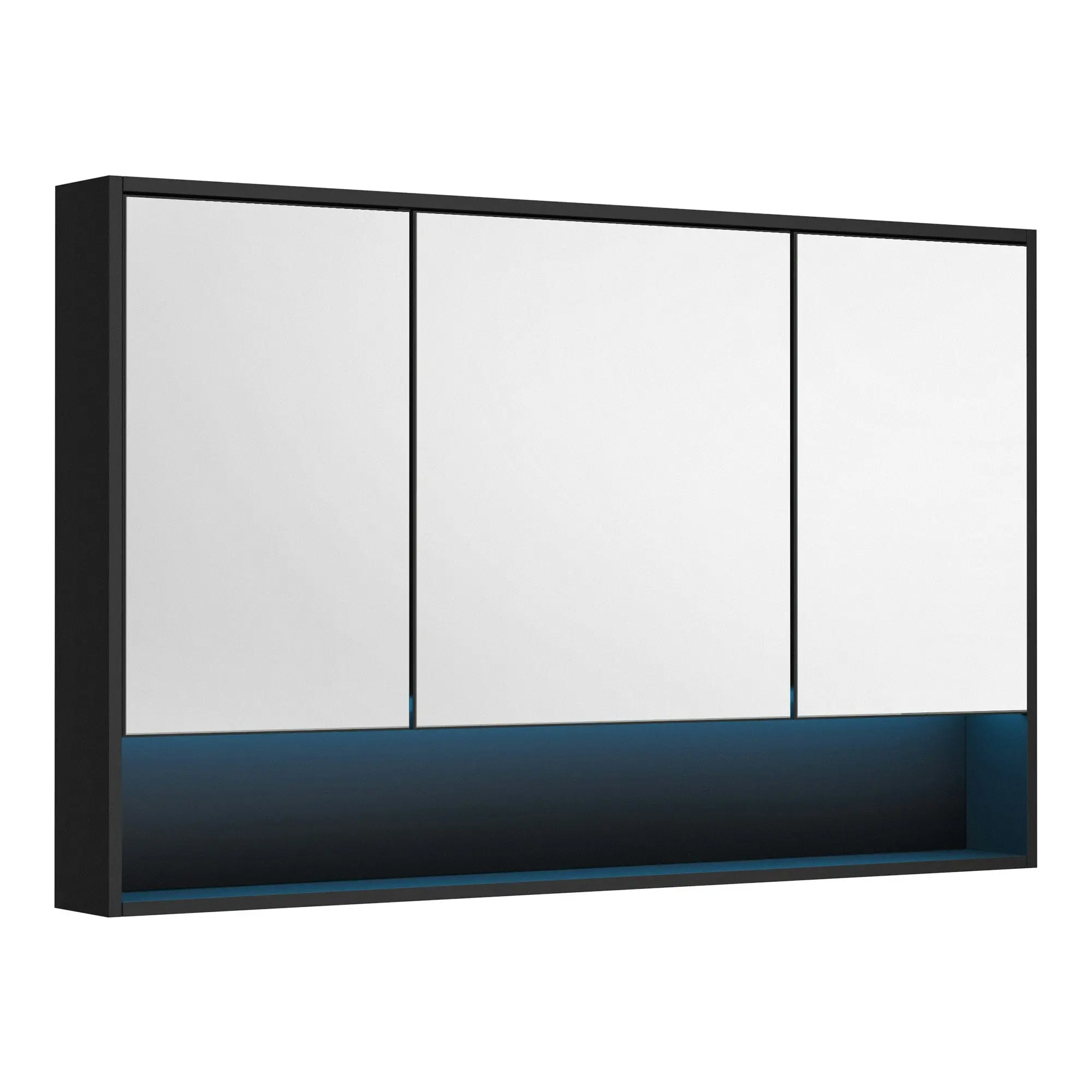 Welba Bathroom Mirror Cabinet LED Medicine Shaving Wall Storage 1200x750mm Black