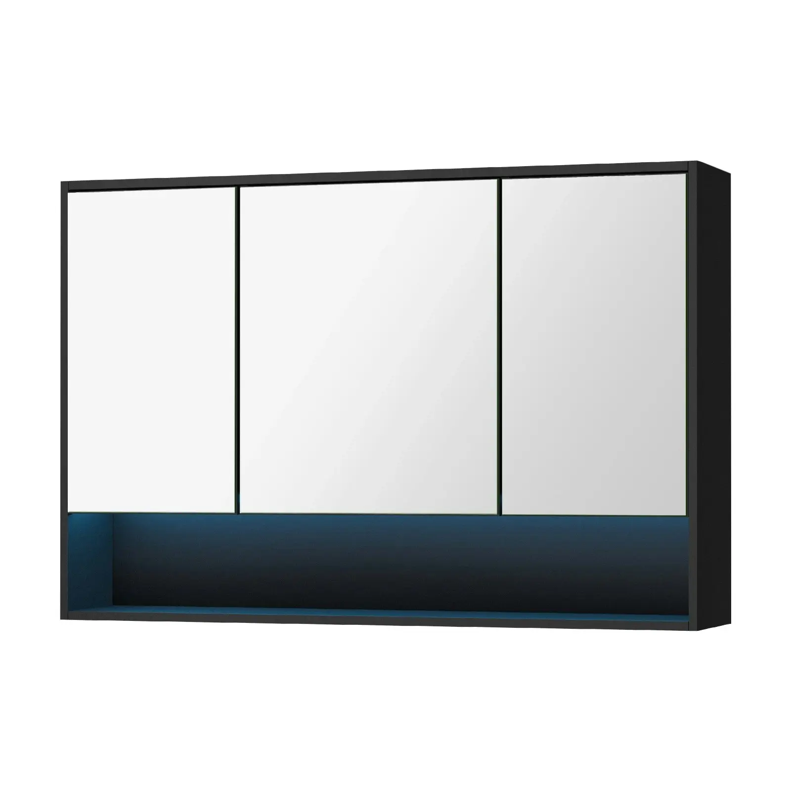 Welba Bathroom Mirror Cabinet LED Medicine Shaving Wall Storage 1200x750mm Black