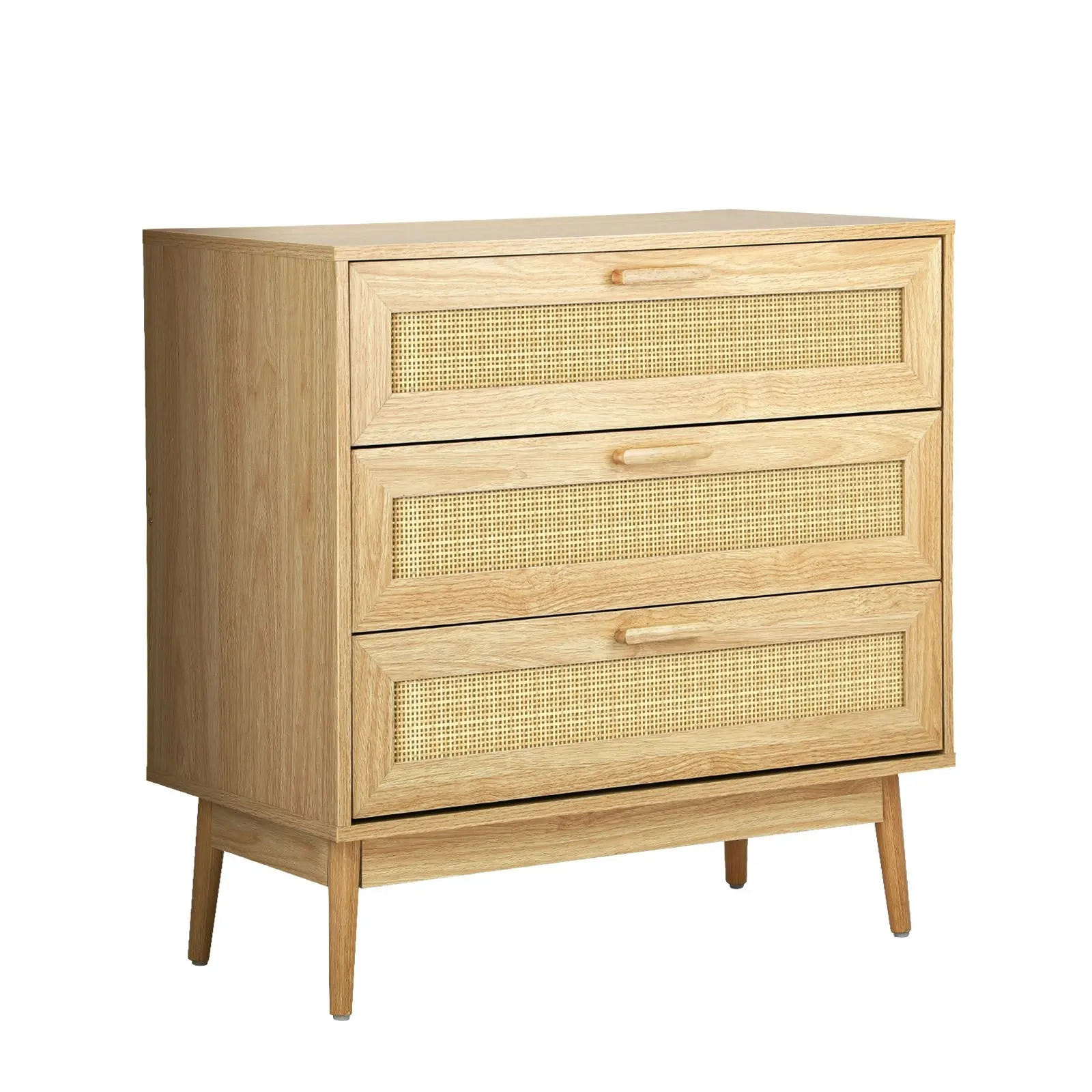 Oikiture 3 Chest of Drawers Rattan Natural