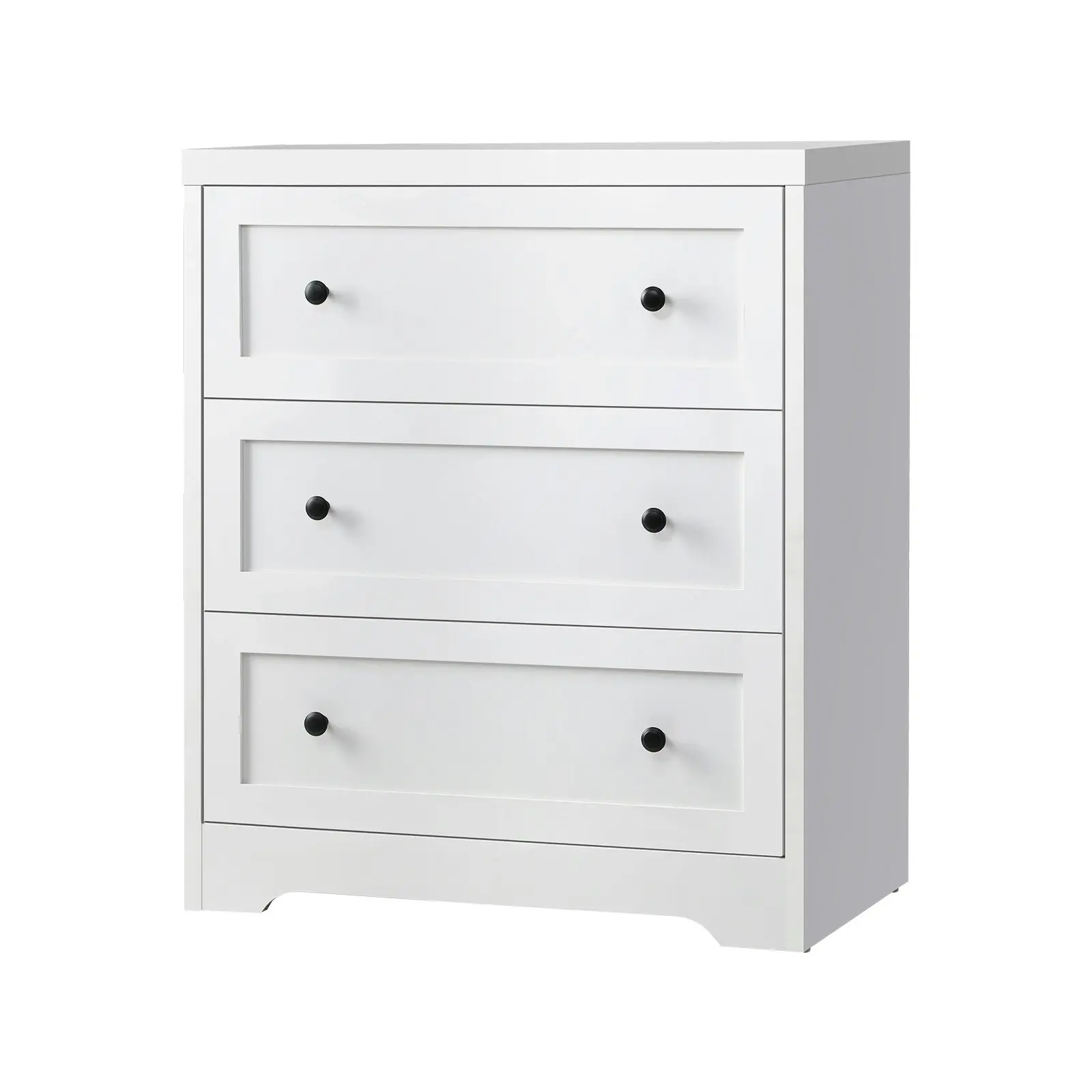 Oikiture 3 Chest of Drawers Tallboy Hamptons White