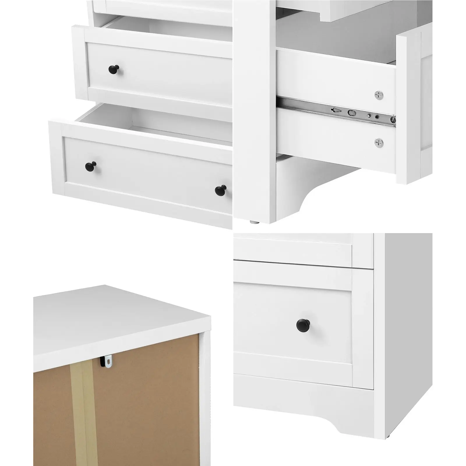 Oikiture 3 Chest of Drawers Tallboy Hamptons White