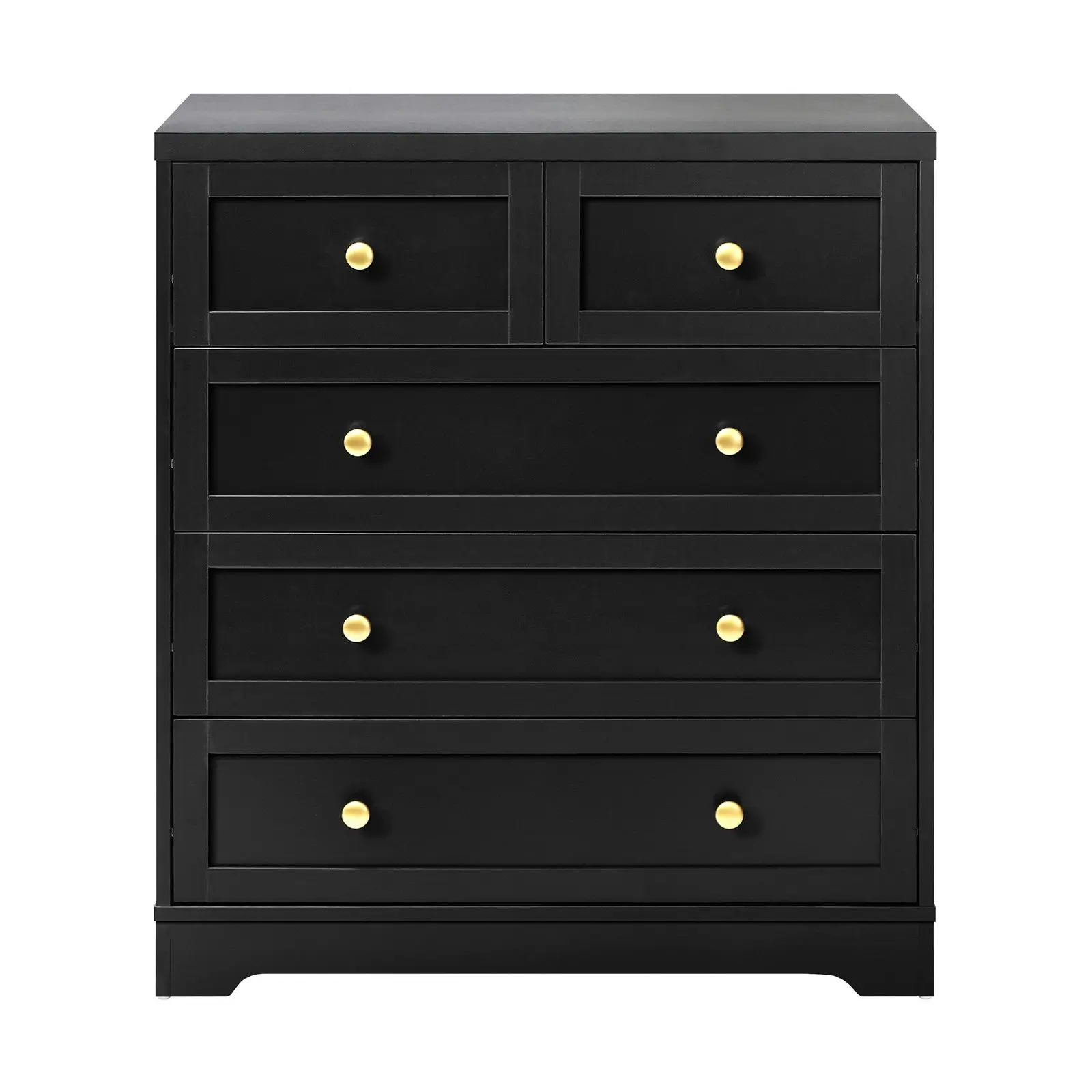 Oikiture 5 Chest of Drawers Tallboy Black Hamptons