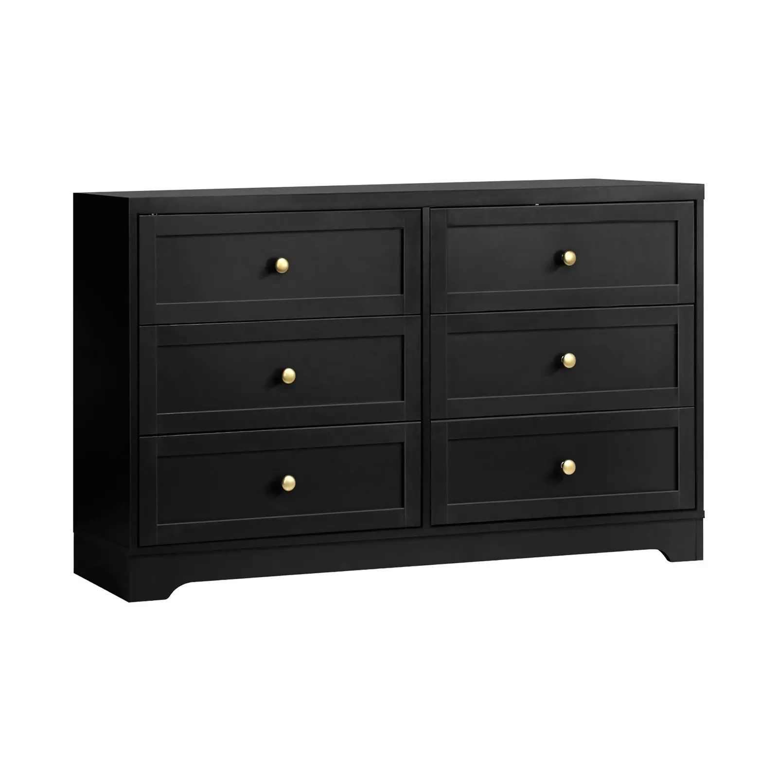 Oikiture 6 Chest of Drawers Tallboy Black Hamptons