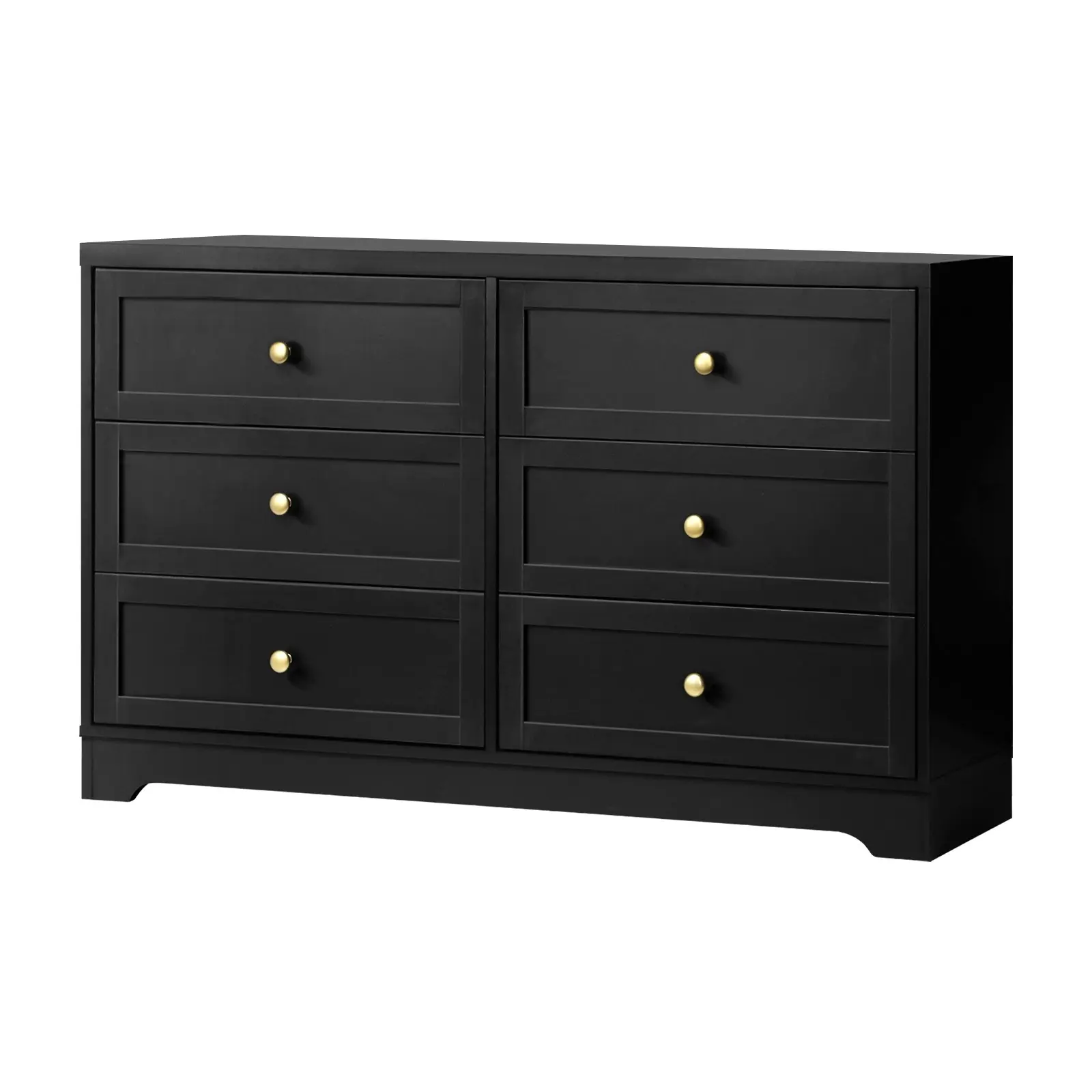 Oikiture 6 Chest of Drawers Tallboy Black Hamptons