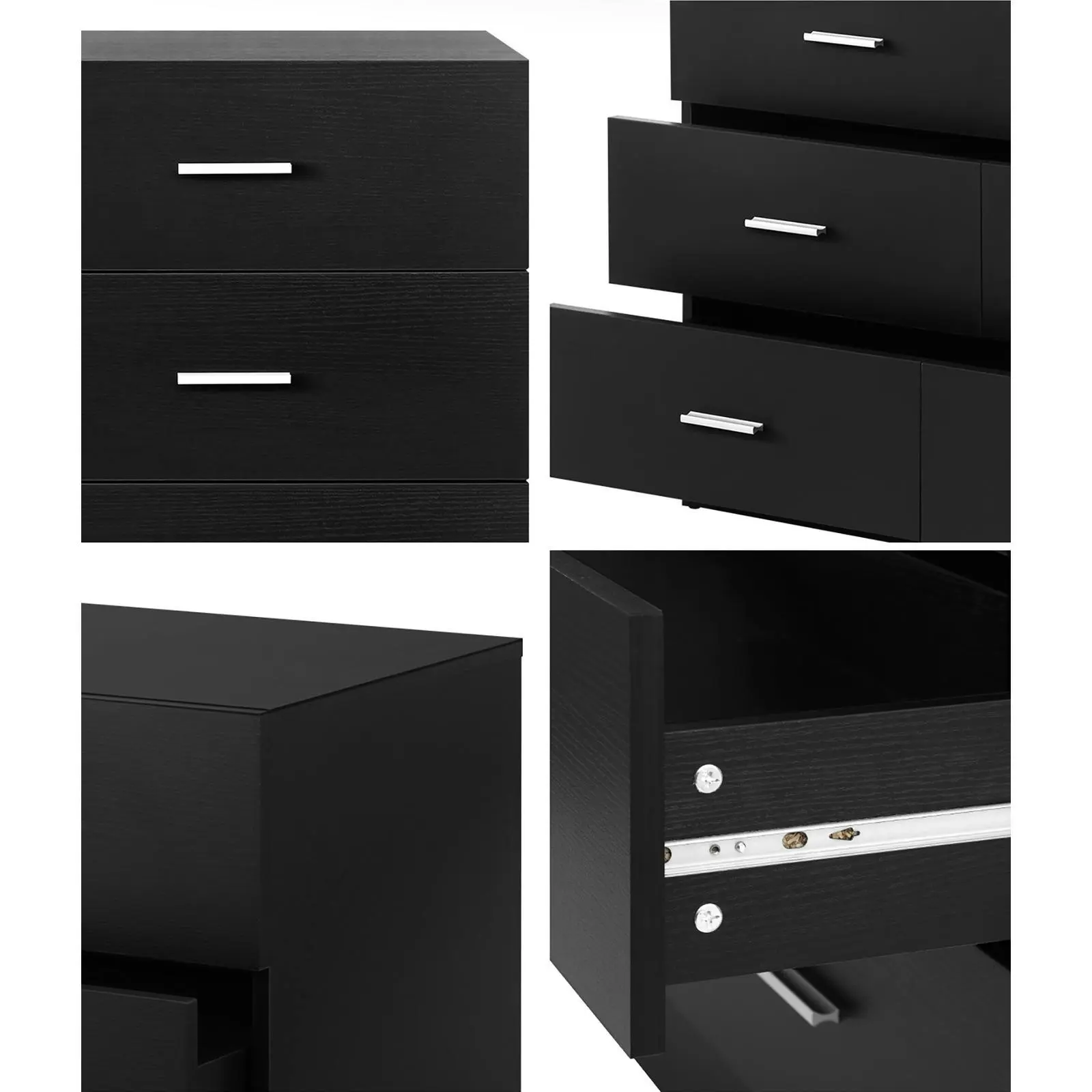 Oikiture 6 Chest of Drawers Tallboy Dresser Table Lowboy Storage Cabinet Black