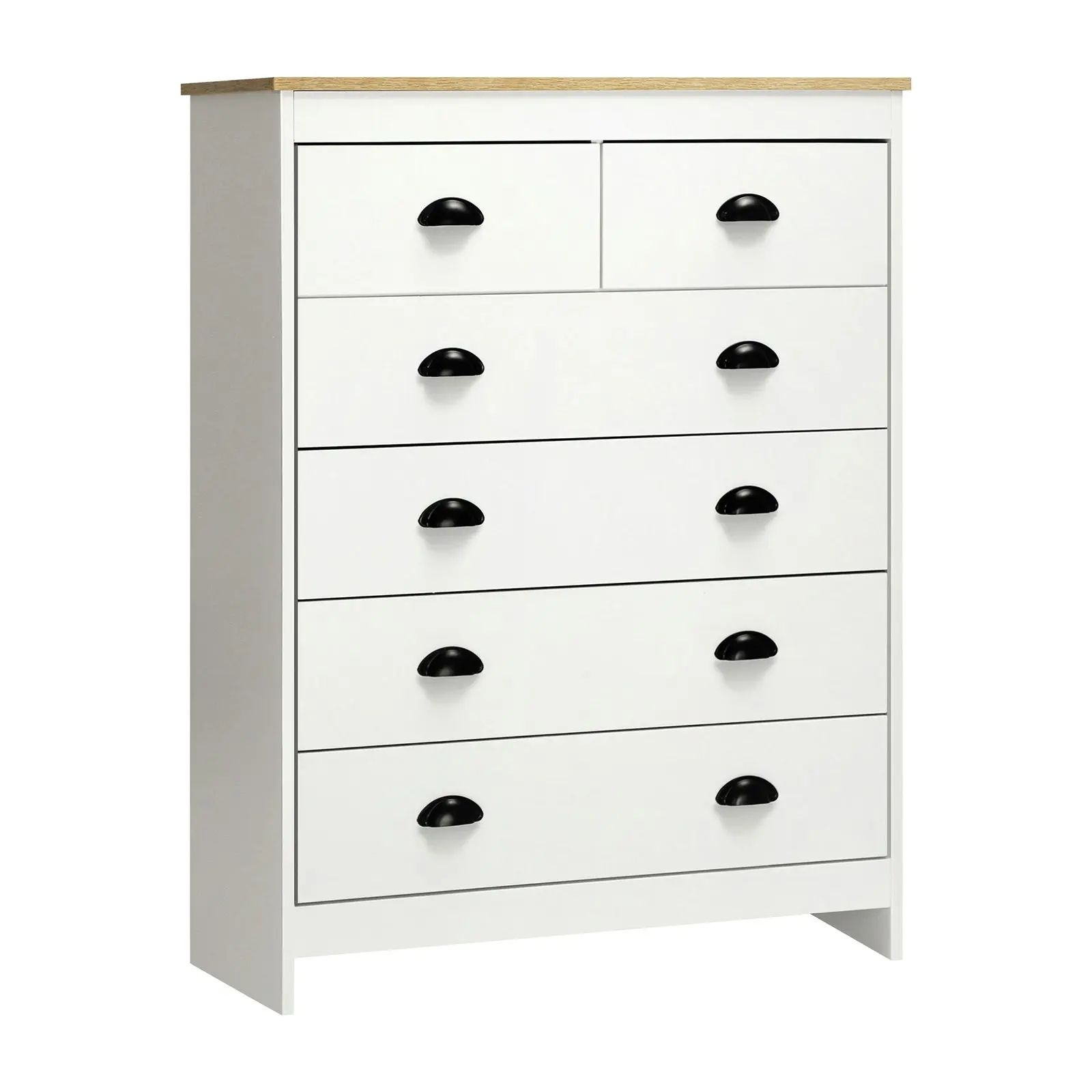 Oikiture Tallboy 6 Chest of Drawers White KUKA