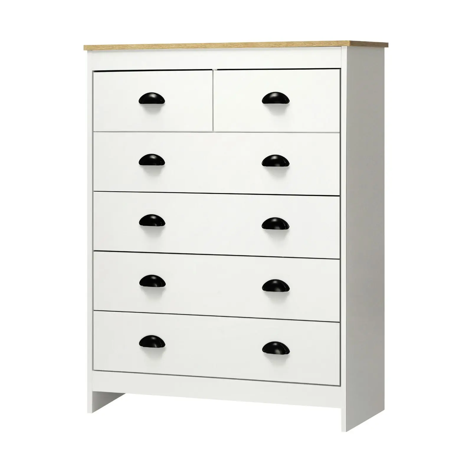 Oikiture Tallboy 6 Chest of Drawers White KUKA