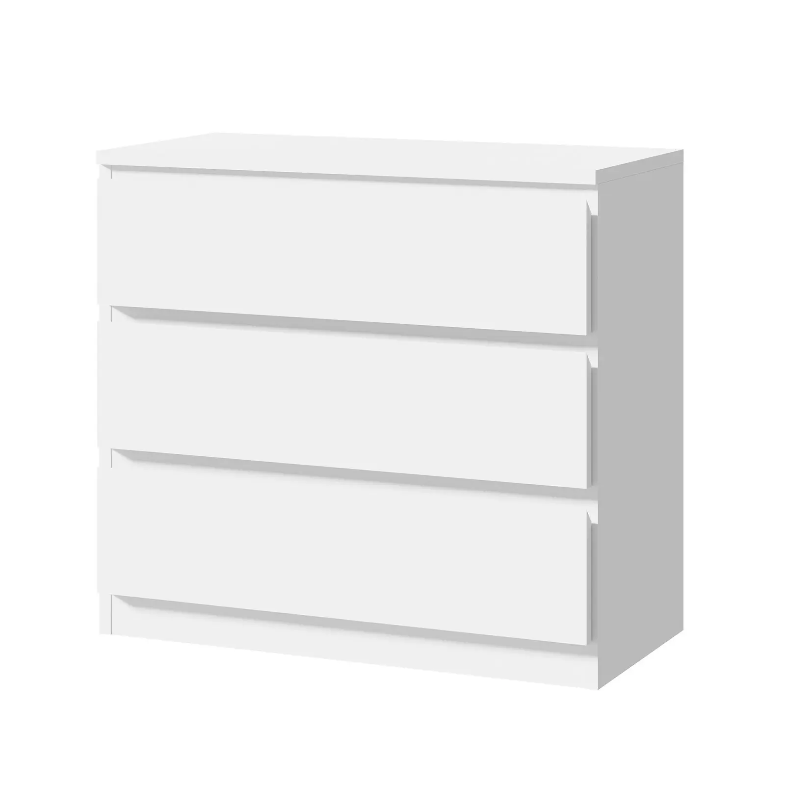 Oikiture 3 Chest of Drawers Lowboy Dresser Table Storage Cabinet Bedroom White