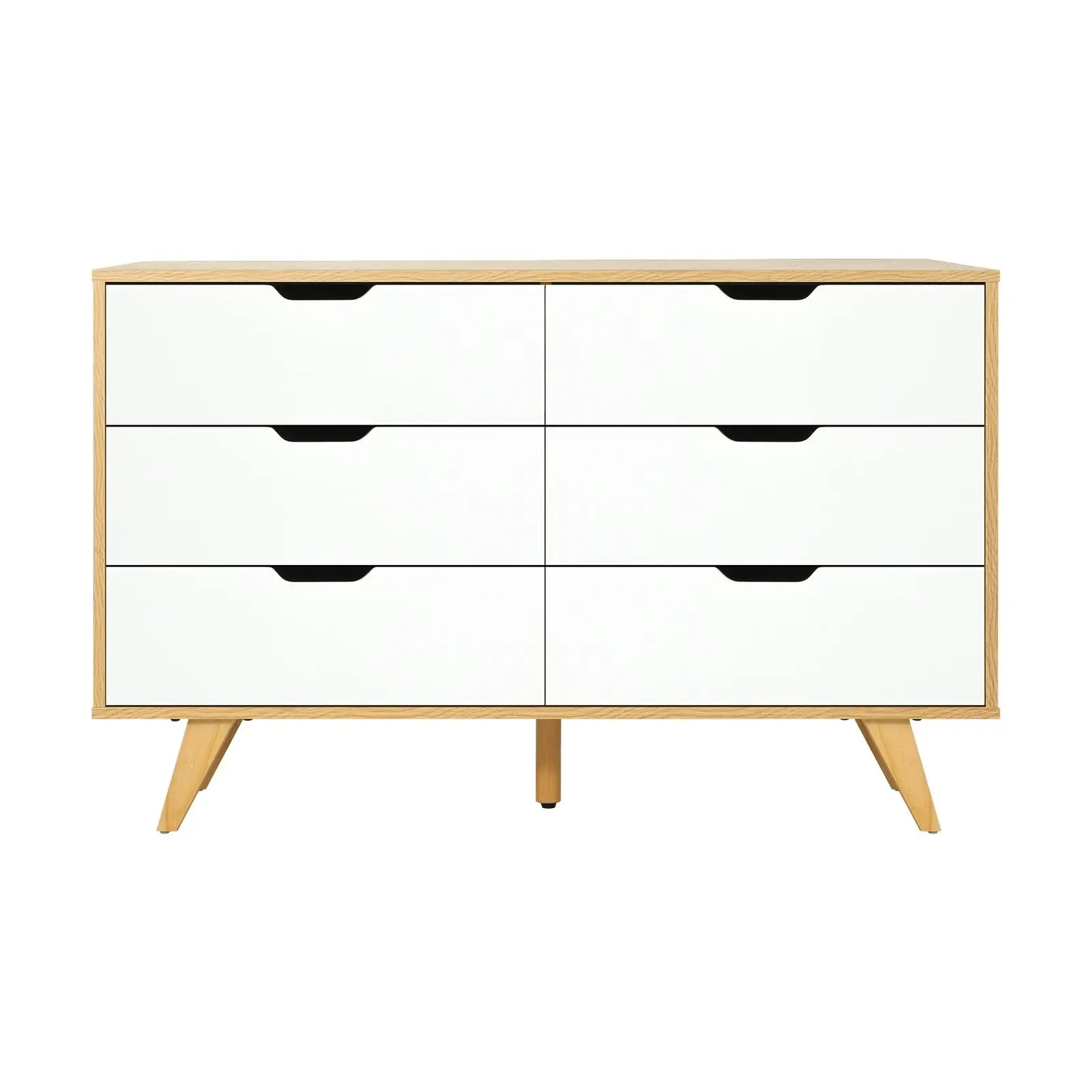 Oikiture 6 Chest of Drawers Lowboy Dresser Storage Cabinet Bedroom Wooden White