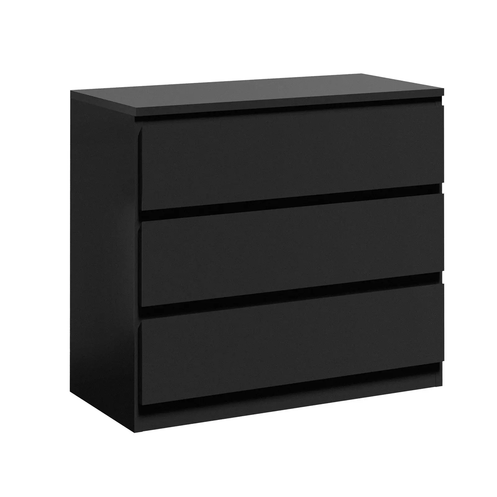 Oikiture 3 Chest of Drawers Lowboy Dresser Table Storage Cabinet Bedroom Black