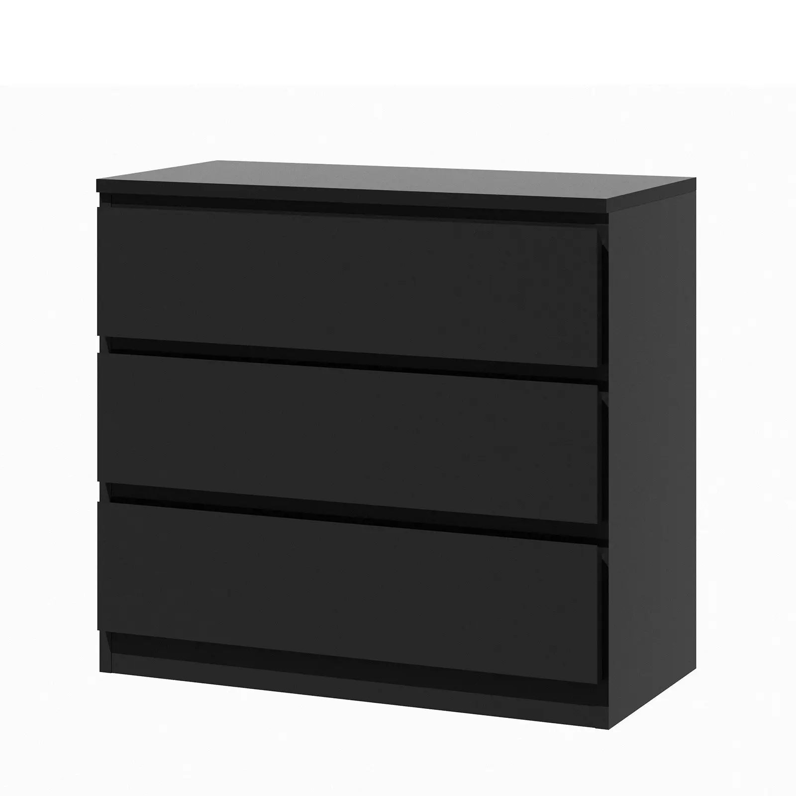 Oikiture 3 Chest of Drawers Lowboy Dresser Table Storage Cabinet Bedroom Black