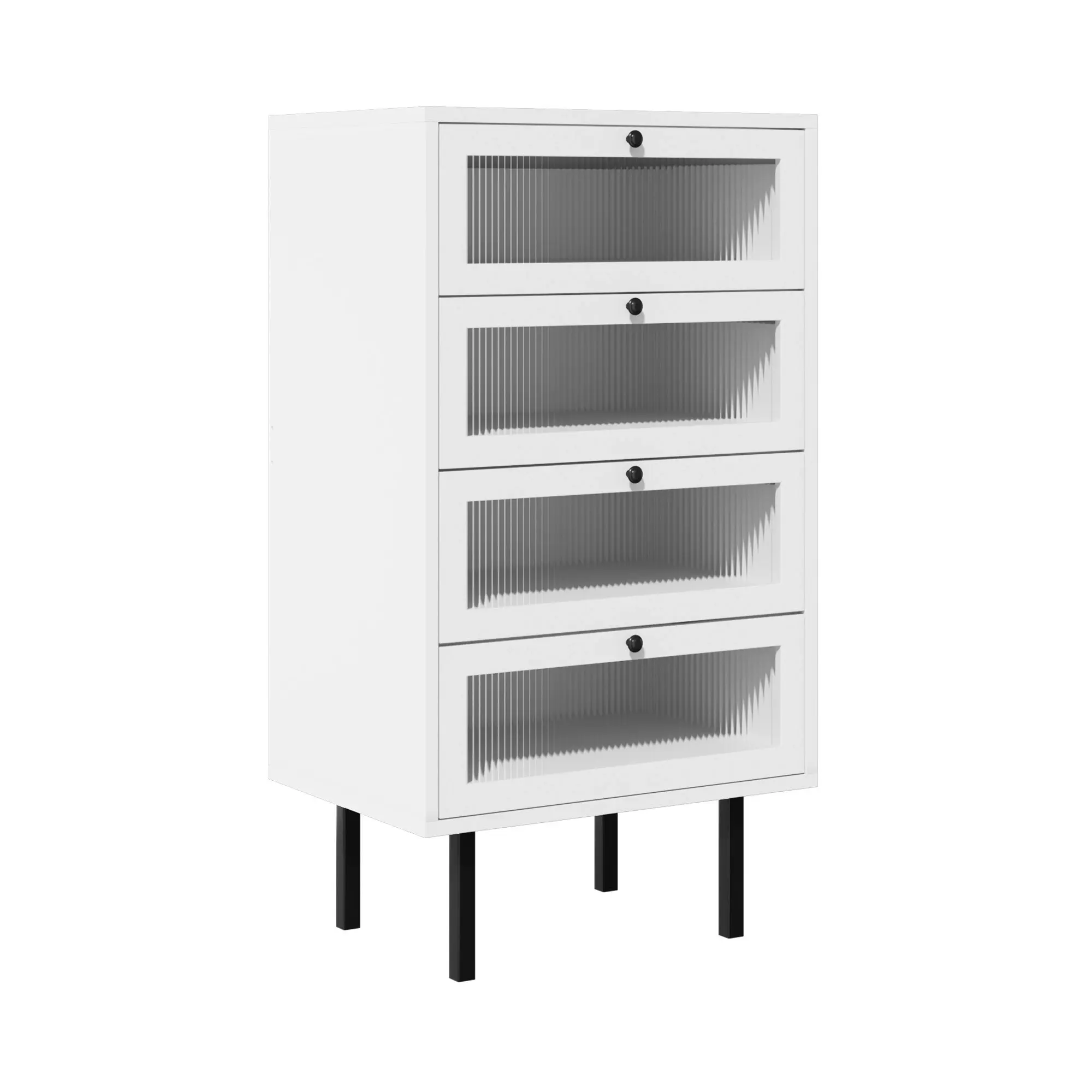 Oikiture 4 Chest of Drawers Tallboy Dresser Storage Cabinet Sideboard White