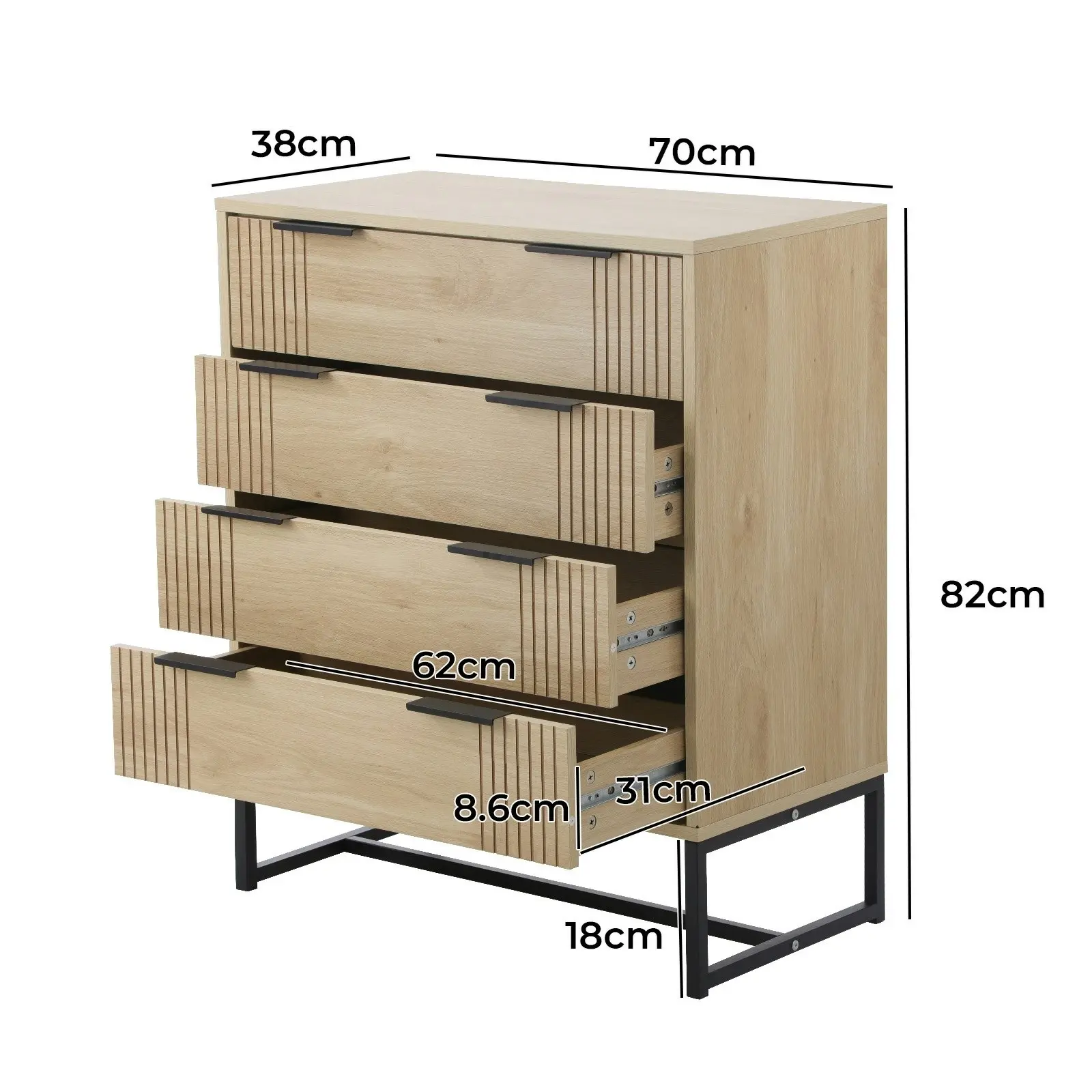 Oikiture 4 Chest of Drawers Natural LINE