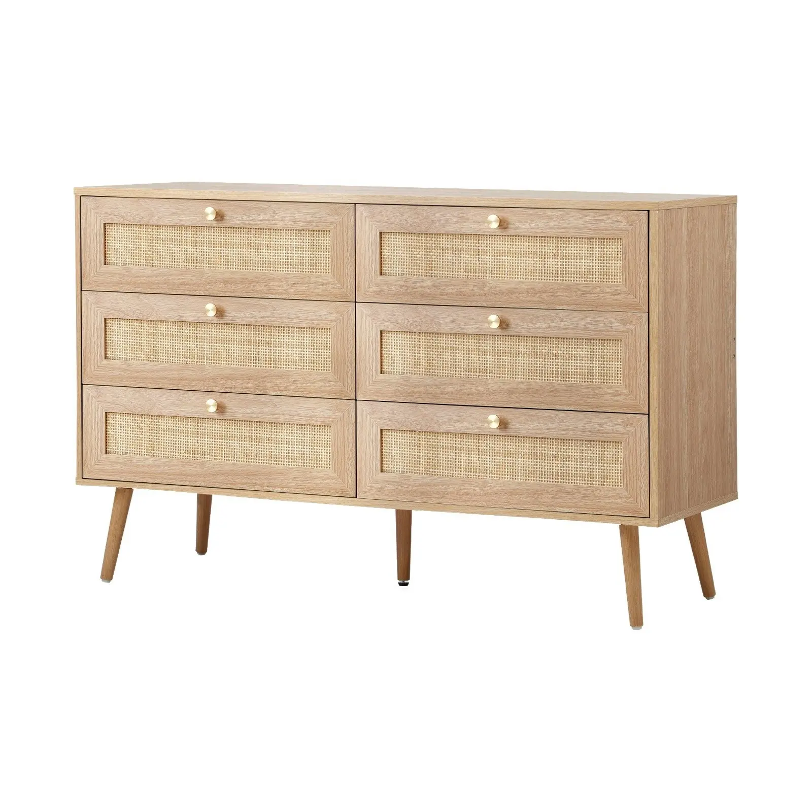 Oikiture 6 Chest of Drawers Dresser Chest Storage Cabinet Tallboy Rattan