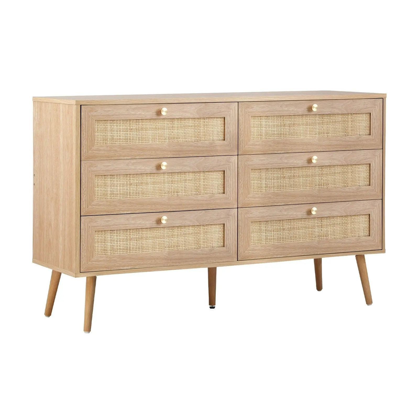 Oikiture 6 Chest of Drawers Dresser Chest Storage Cabinet Tallboy Rattan