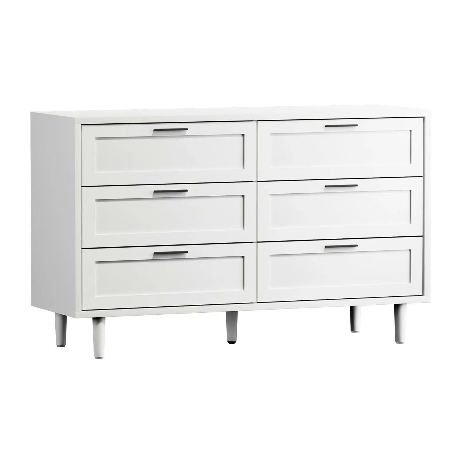 Oikiture 6 Chest of Drawers Dresser Chest Storage Cabinet Tallboy White