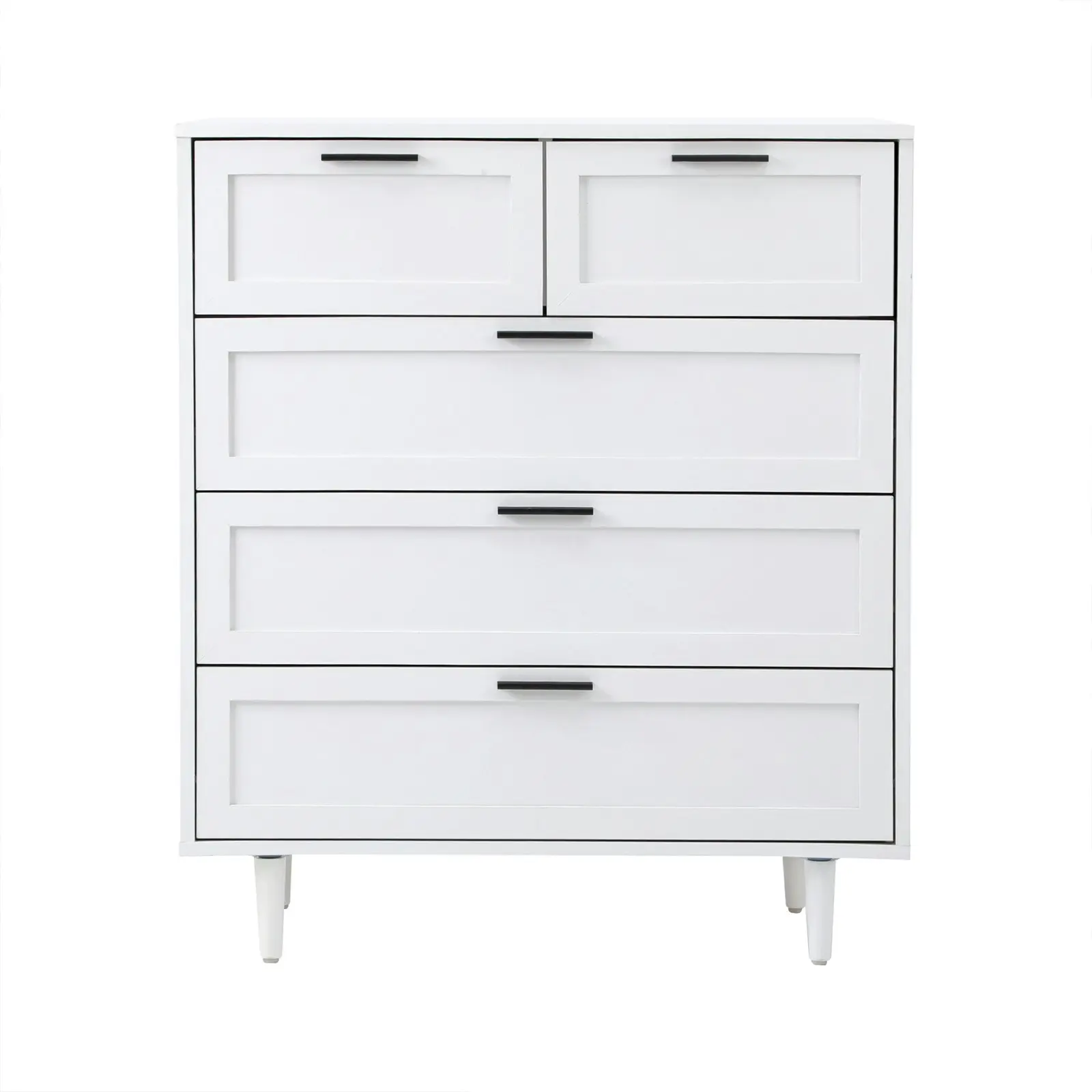 Oikiture 5 Chest of Drawers Dresser Chest Storage Cabinet Tallboy White