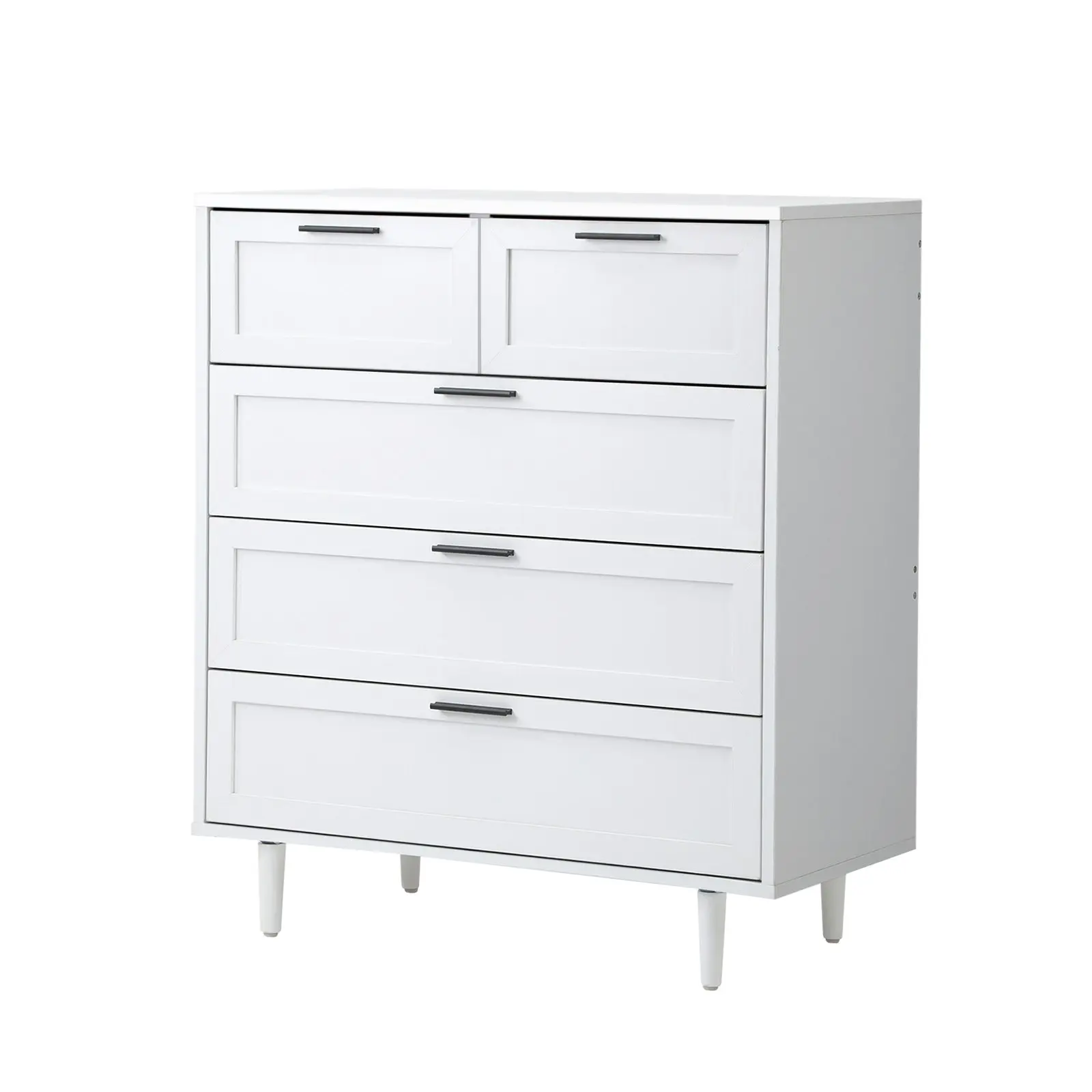 Oikiture 5 Chest of Drawers Dresser Chest Storage Cabinet Tallboy White