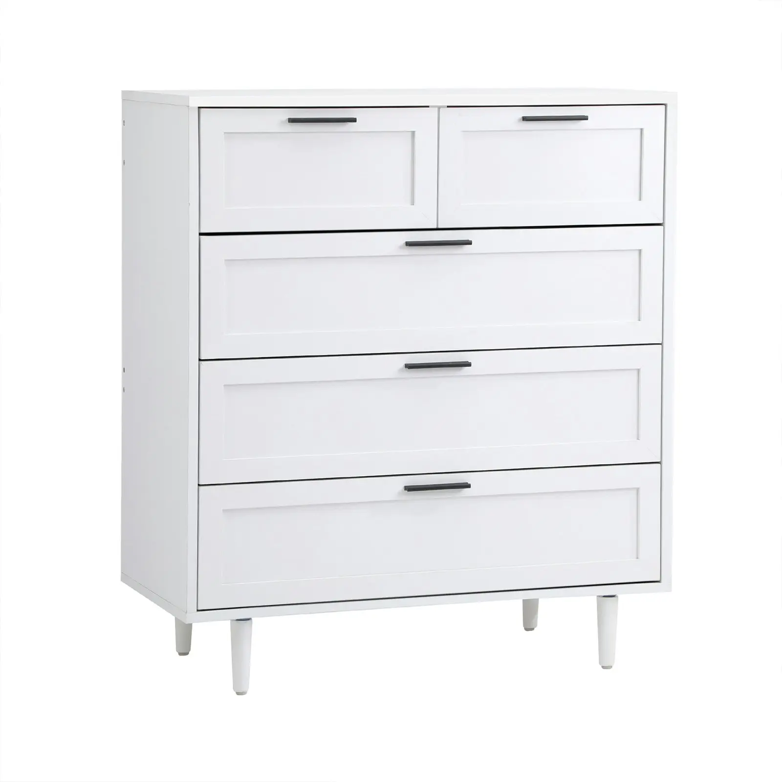 Oikiture 5 Chest of Drawers Dresser Chest Storage Cabinet Tallboy White