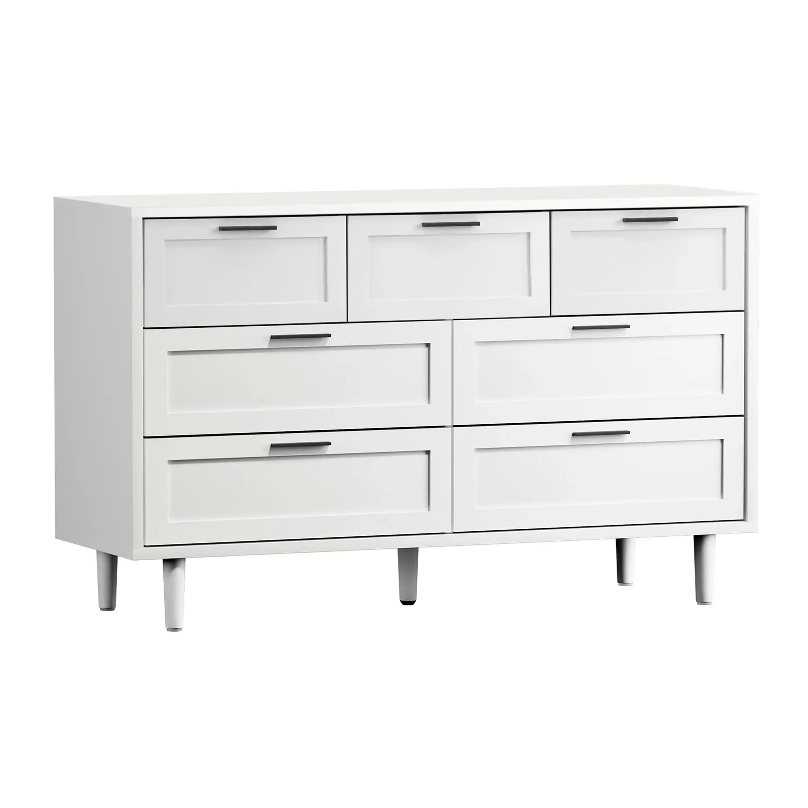 Oikiture 7 Chest of Drawers Dresser Chest Storage Cabinet Tallboy White