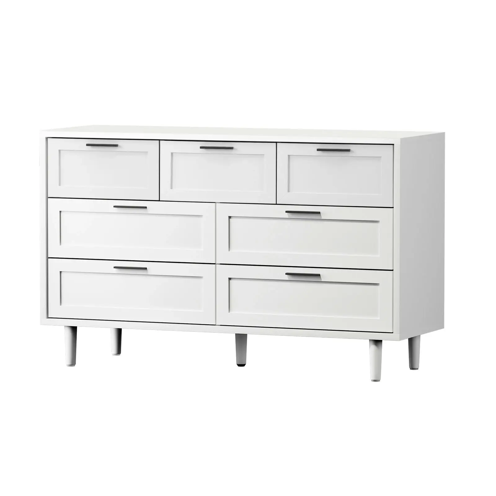 Oikiture 7 Chest of Drawers Dresser Chest Storage Cabinet Tallboy White