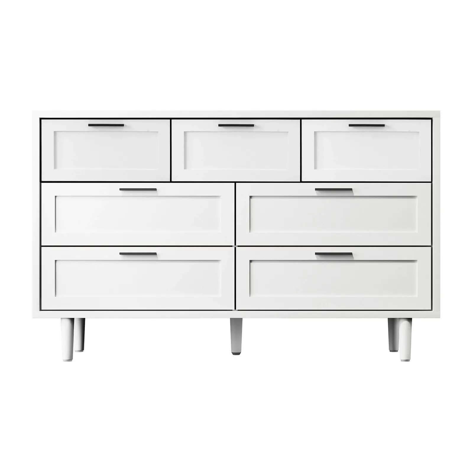 Oikiture 7 Chest of Drawers Dresser Chest Storage Cabinet Tallboy White