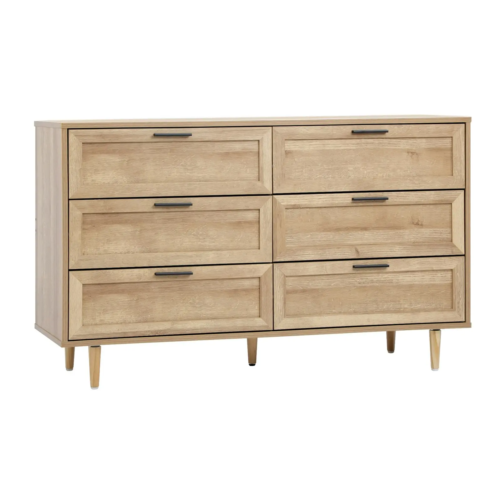 Oikiture 6 Chest of Drawers Dresser Chest Storage Cabinet Tallboy Natural