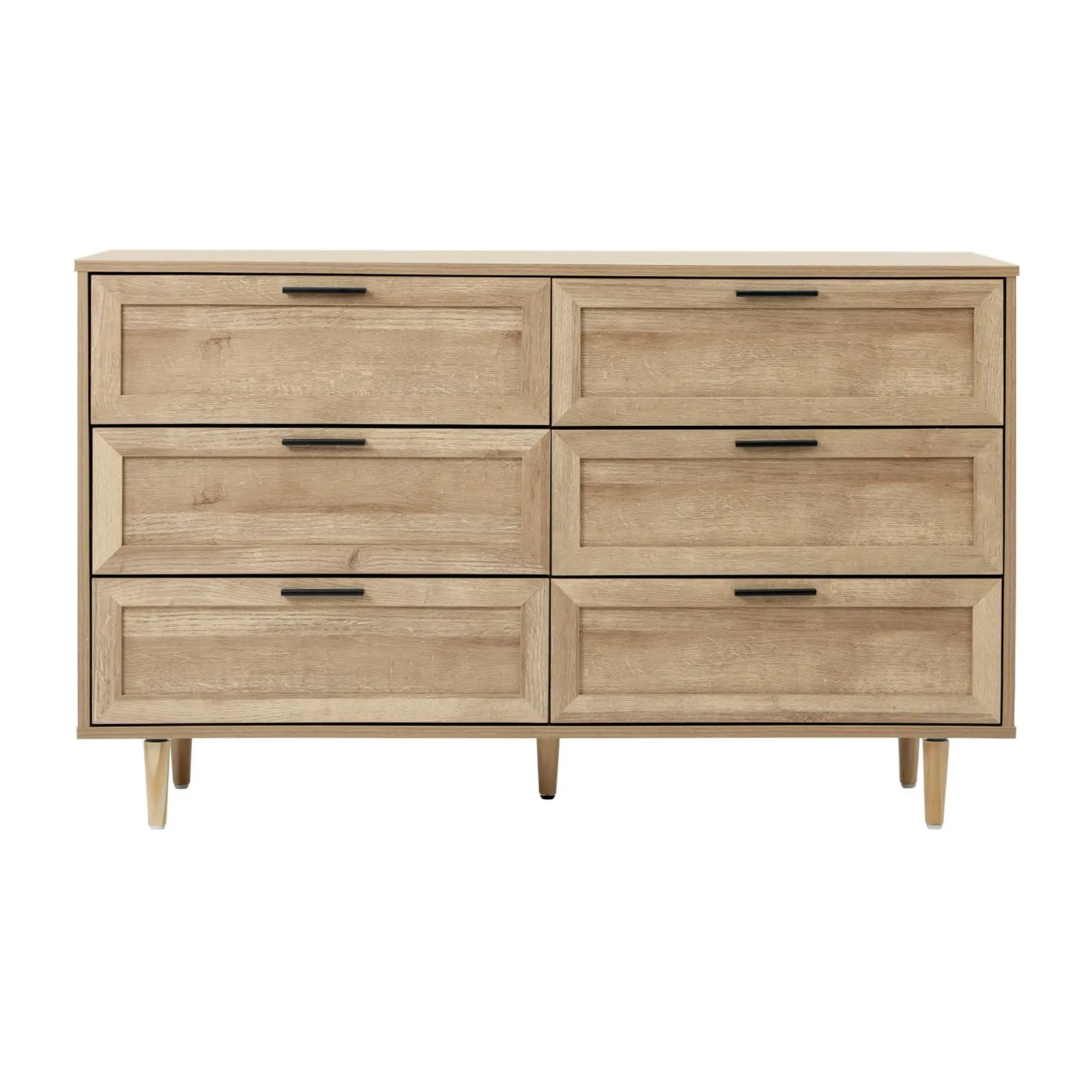 Oikiture 6 Chest of Drawers Dresser Chest Storage Cabinet Tallboy Natural