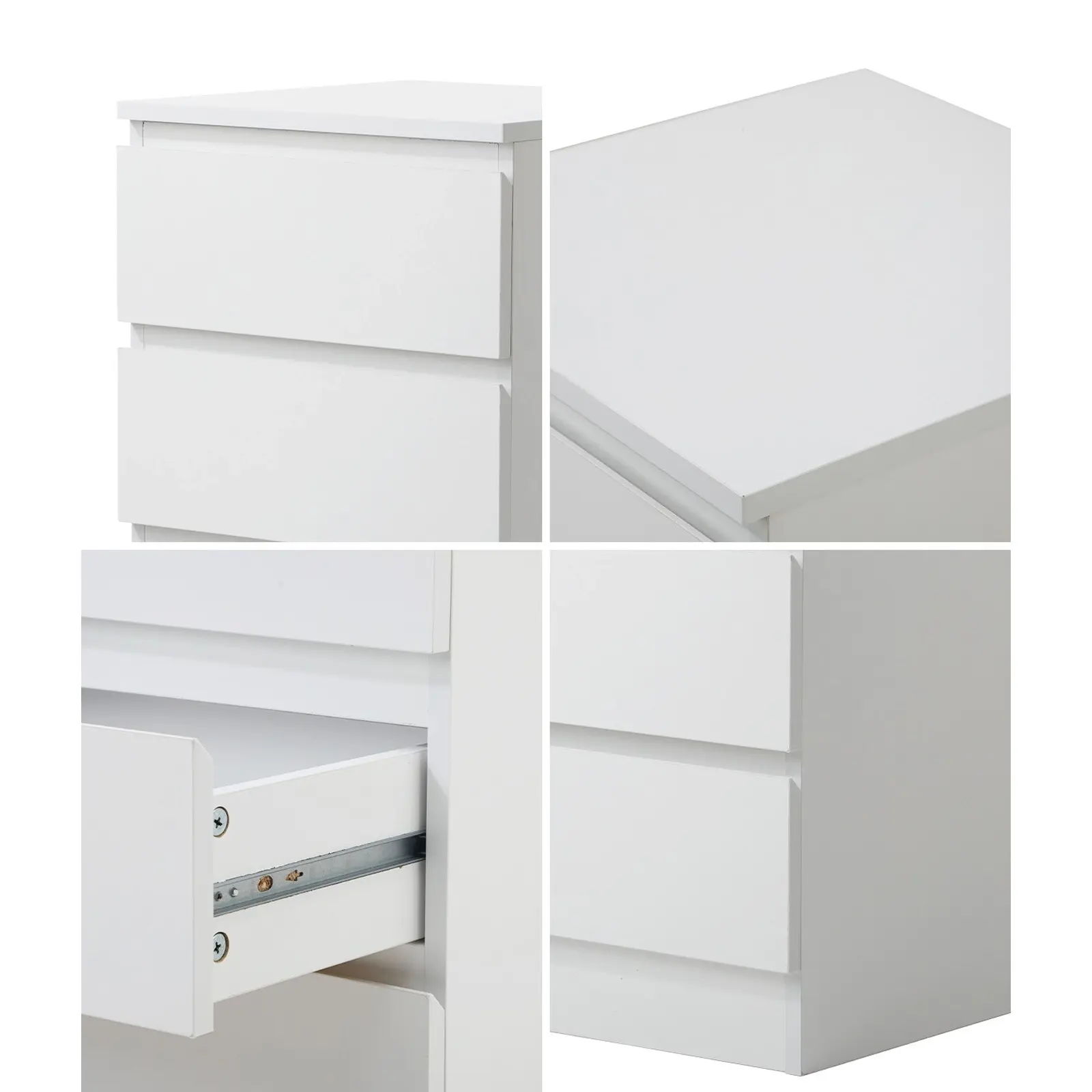 Oikiture Bedside Tables Set of 2 Side Table Storage Cabinet Nightstand White