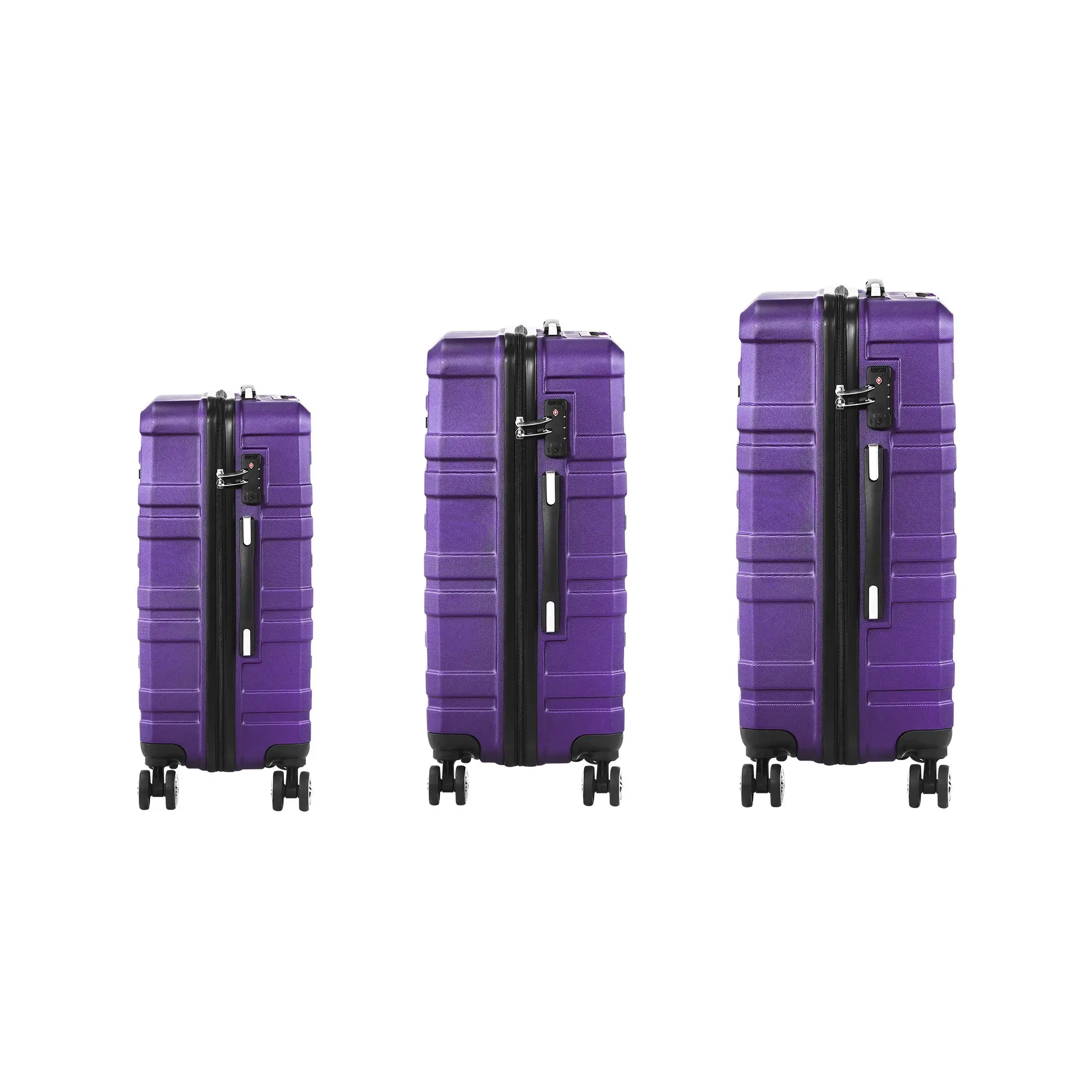 Mazam 3PCS Luggage Suitcase Trolley Set Travel TSA Lock Storage Hard Case Purple