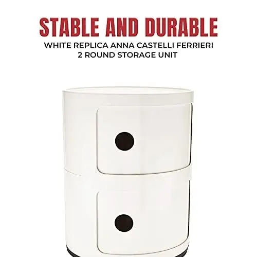 Cafe Pro Replica Anna Castelli Ferrieri with Round Storage Unit, Bedside Table Two Tier Circle Storage Table made with ABS Plastic 32