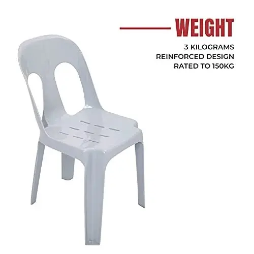 CafePro Plastic Chair White Pipee with Durable Polypropylene Construction