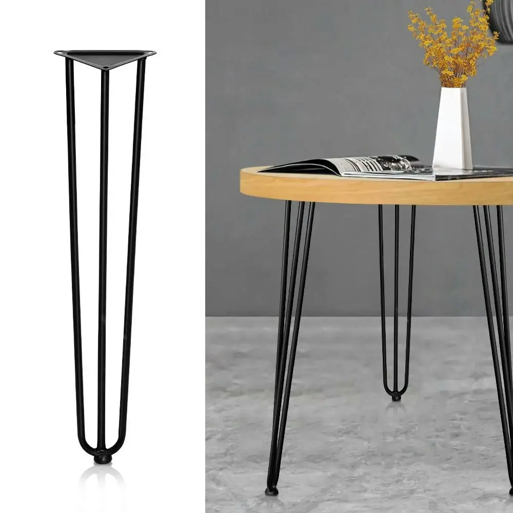 CafePro Heavy Duty Hairpin Dinning Table Legs, 3 Solid Rods, Metal Home DIY Projects for Furniture, Table, Desk, High Stand with Rubber Floor