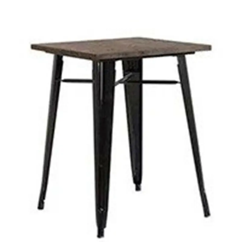 Tolix Metal Steel Square Timber Top Table (60cm (W) 60cm(D)x 76cm(H) for Food Court, Coffee Dining Table Convertible, Study Table, Bar Table