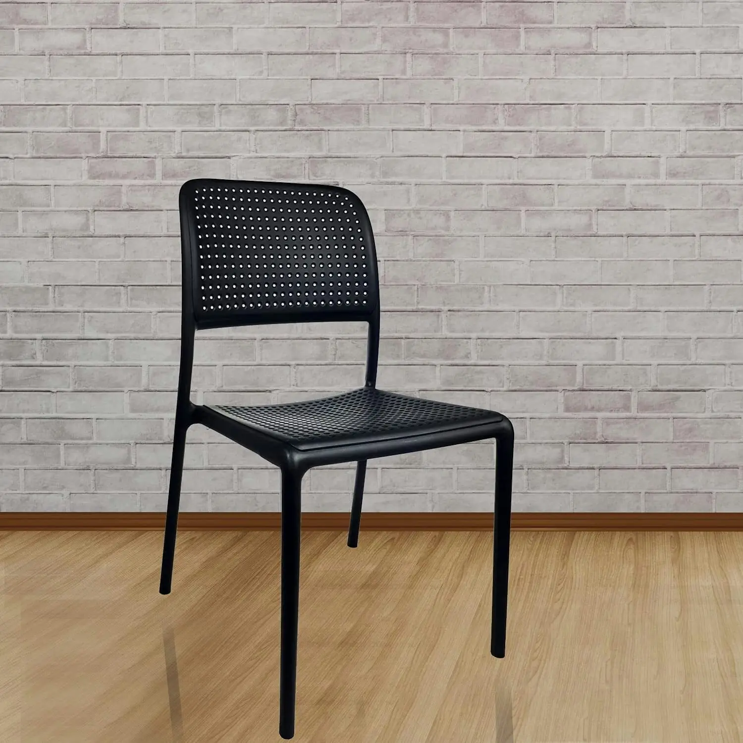 CafePro Bora Bristo Plastic Resin Chair, Polypropylene Easily Stackable, Matte Finish White and Black- 49cm(W) x 83cm(H) x 54cm(D)