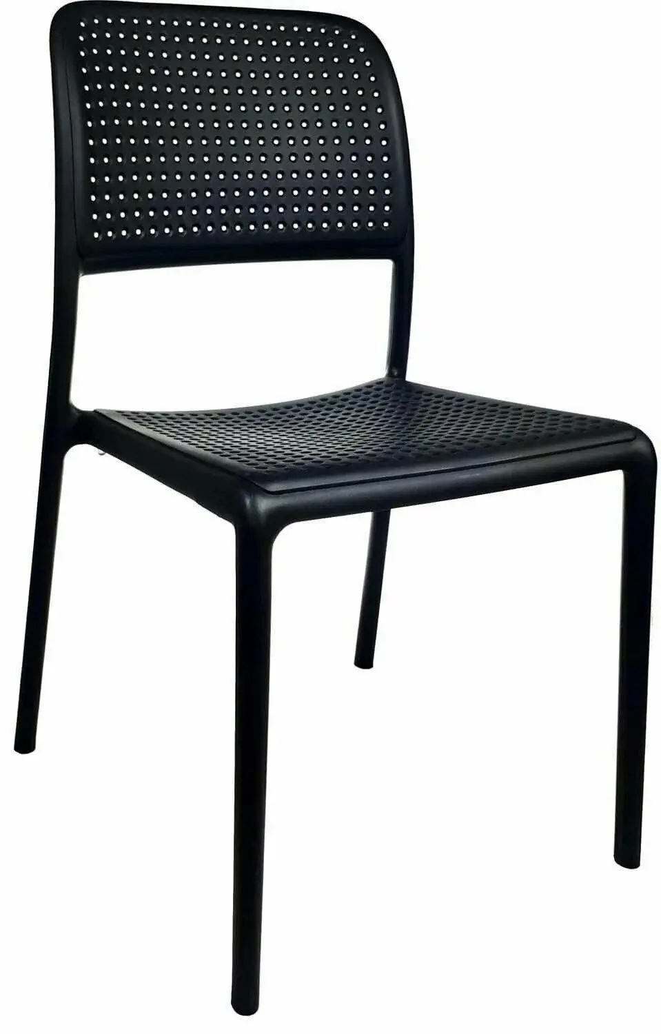 CafePro Bora Bristo Plastic Resin Chair, Polypropylene Easily Stackable, Matte Finish White and Black- 49cm(W) x 83cm(H) x 54cm(D)