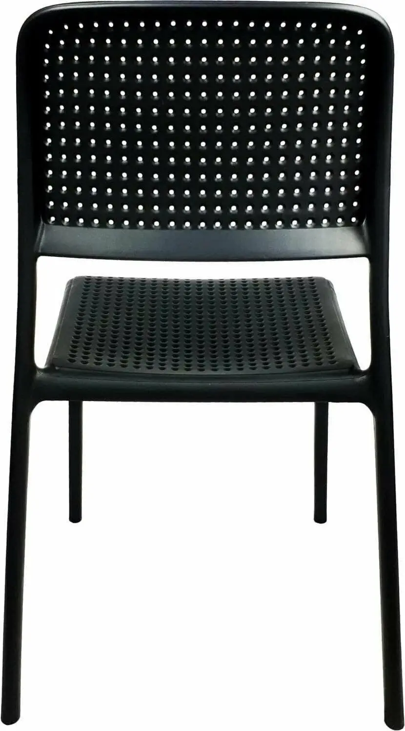 CafePro Bora Bristo Plastic Resin Chair, Polypropylene Easily Stackable, Matte Finish White and Black- 49cm(W) x 83cm(H) x 54cm(D)