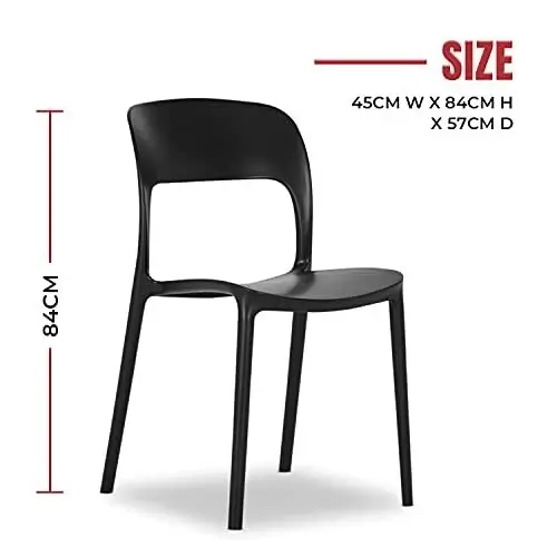 CafePro Gipsy Plastic Resin Chair, Polypropylene Easily Stackable, Matt Finish Armless Outdoor Furniture with Extra Durable and Heavy Weight Capacity