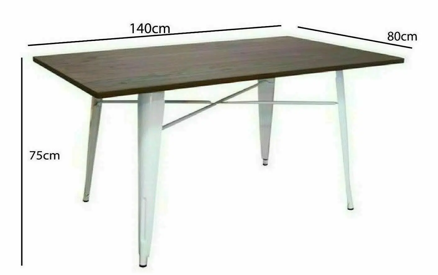 CafePro Tolix Bamboo Wood Rectangular Table with Rubber Feet-(140cm X 80cm X 75cm), Computer Desk, Coffee Table, Outdoor Furniture, Dining Table