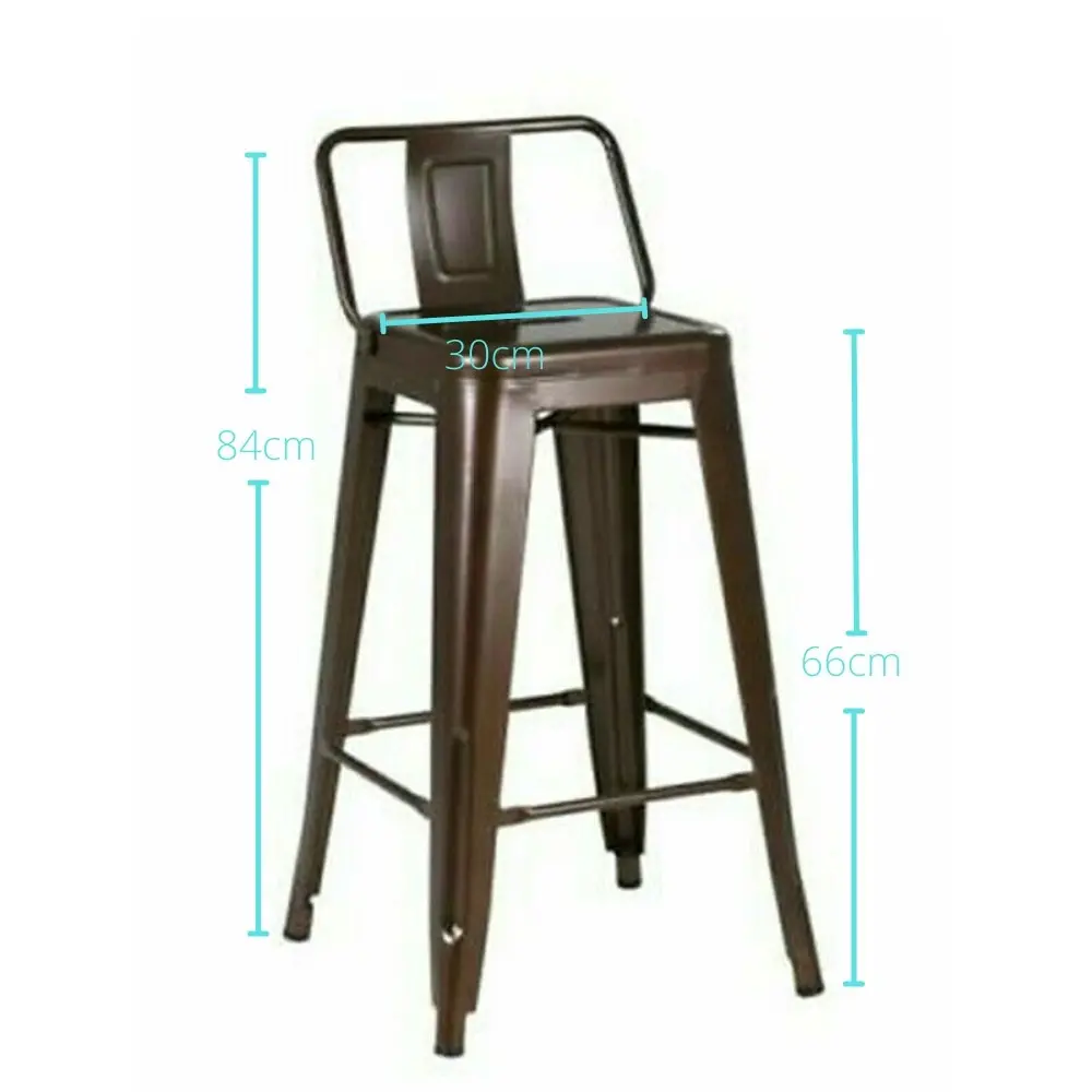 CafePro Replica Tolix Low Back Bar Café Stools 66cm, Home office chair, Kitchen Chair, Dining Stool, Vanity Chair, Breakfast Bar Stool