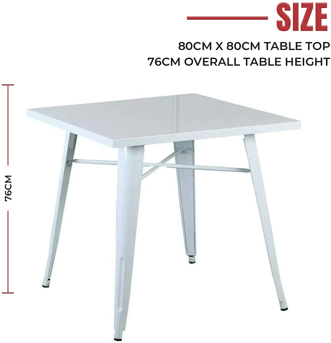 Cafe Pro Metal Steel Square Table (76Cm) for Food Court, Coffee Dining Table Convertible, Study Table, Bar Table, Computer Desk, Office Desk