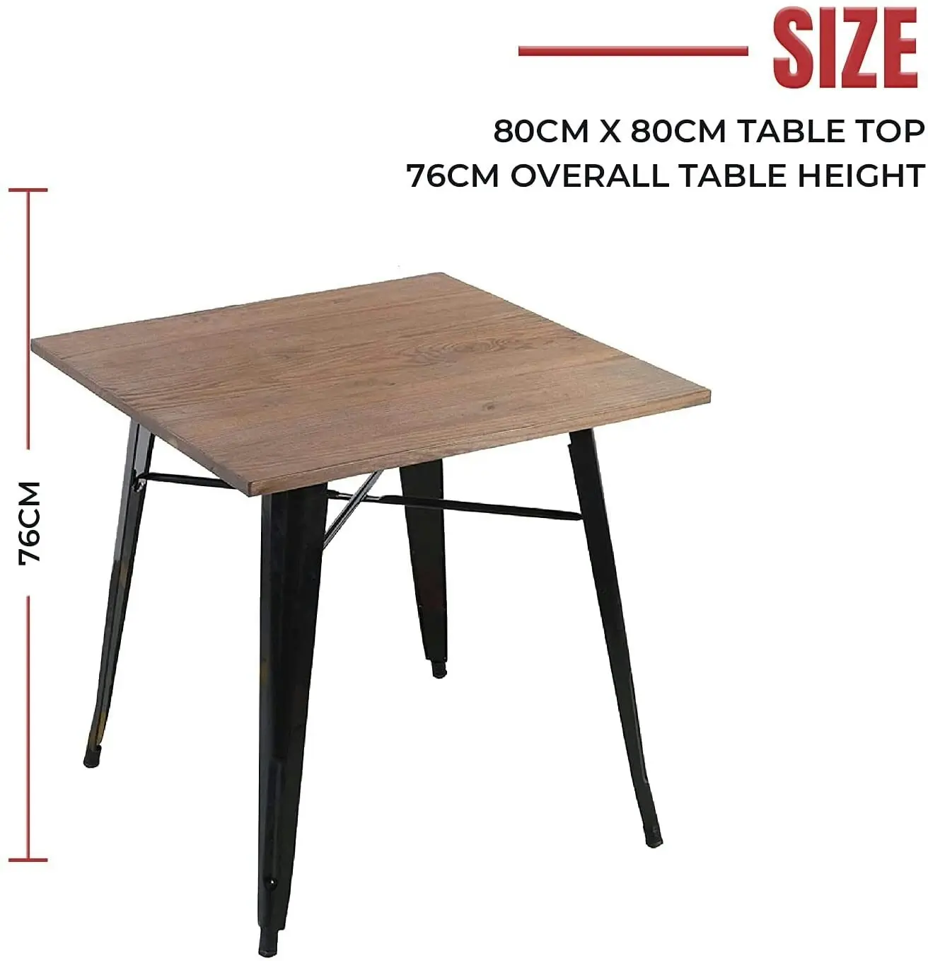 Cafe Pro Metal Steel Square Table (76Cm) for Food Court, Coffee Dining Table Convertible, Study Table, Bar Table, Computer Desk, Office Desk