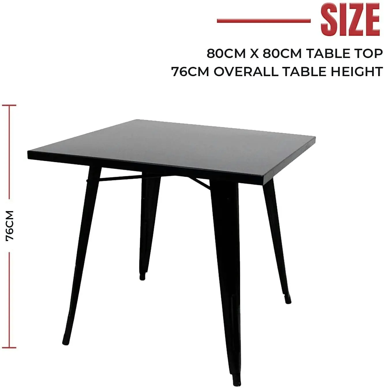 Cafe Pro Metal Steel Square Table (76Cm) for Food Court, Coffee Dining Table Convertible, Study Table, Bar Table, Computer Desk, Office Desk