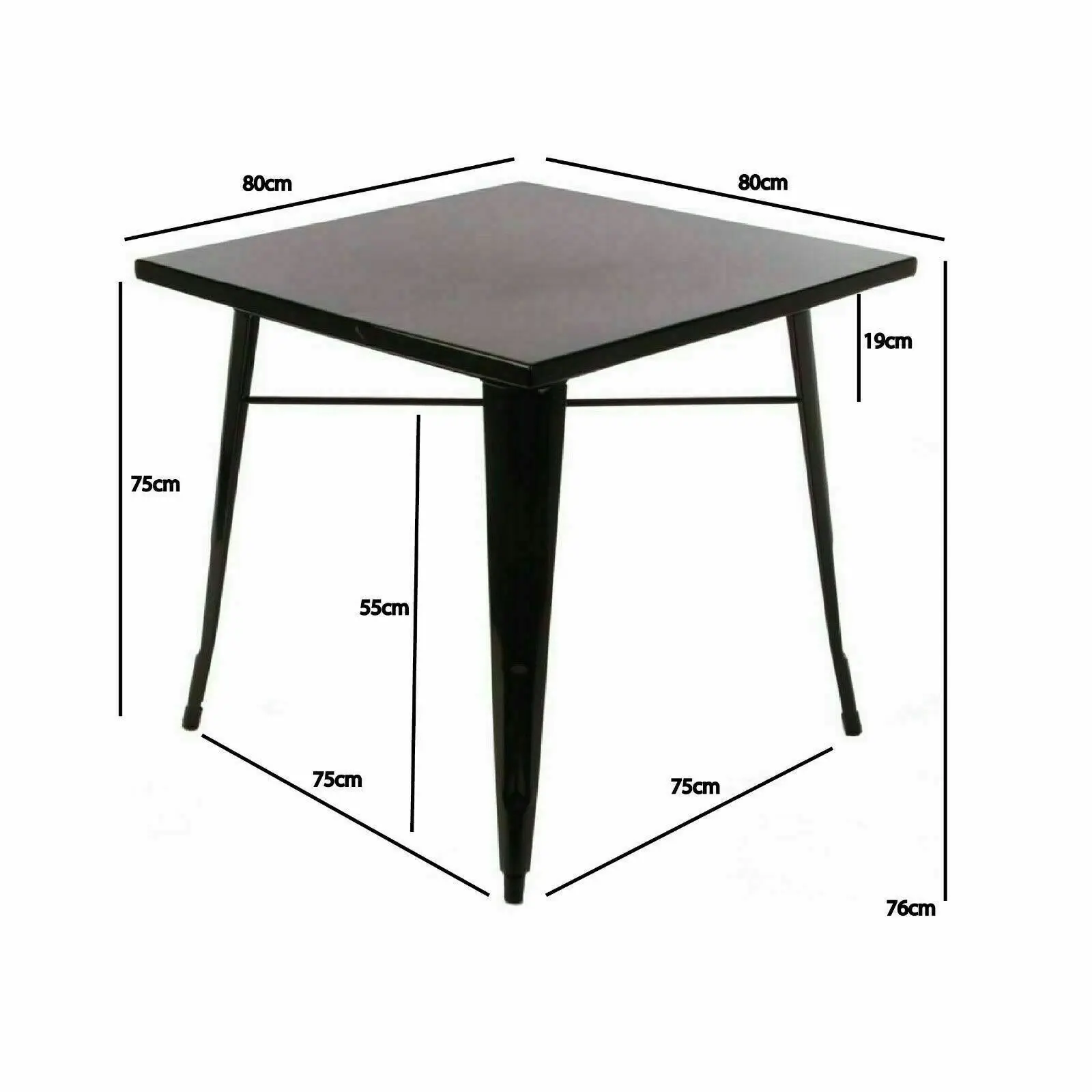 Cafe Pro Metal Steel Square Table (76Cm) for Food Court, Coffee Dining Table Convertible, Study Table, Bar Table, Computer Desk, Office Desk