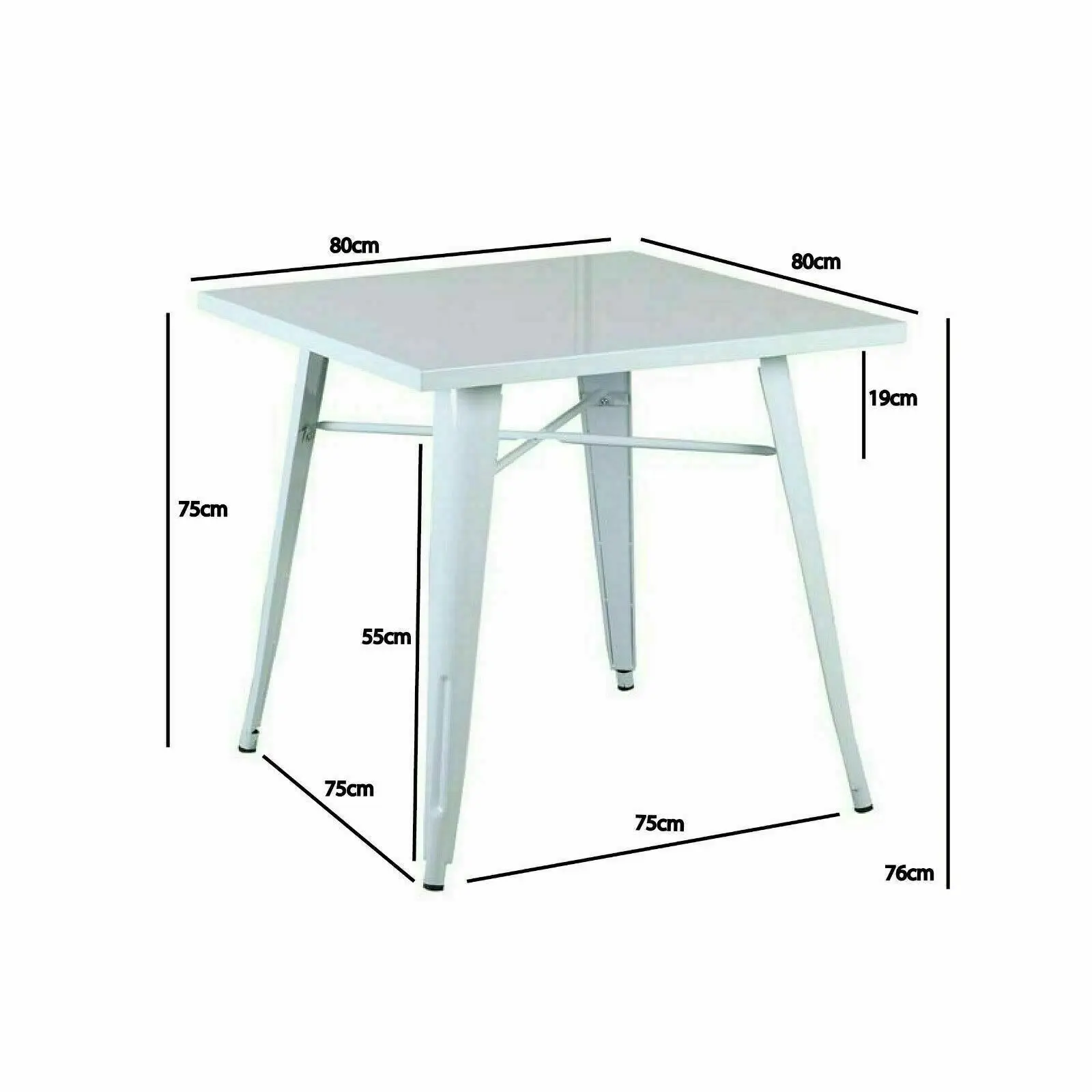 Cafe Pro Metal Steel Square Table (76Cm) for Food Court, Coffee Dining Table Convertible, Study Table, Bar Table, Computer Desk, Office Desk